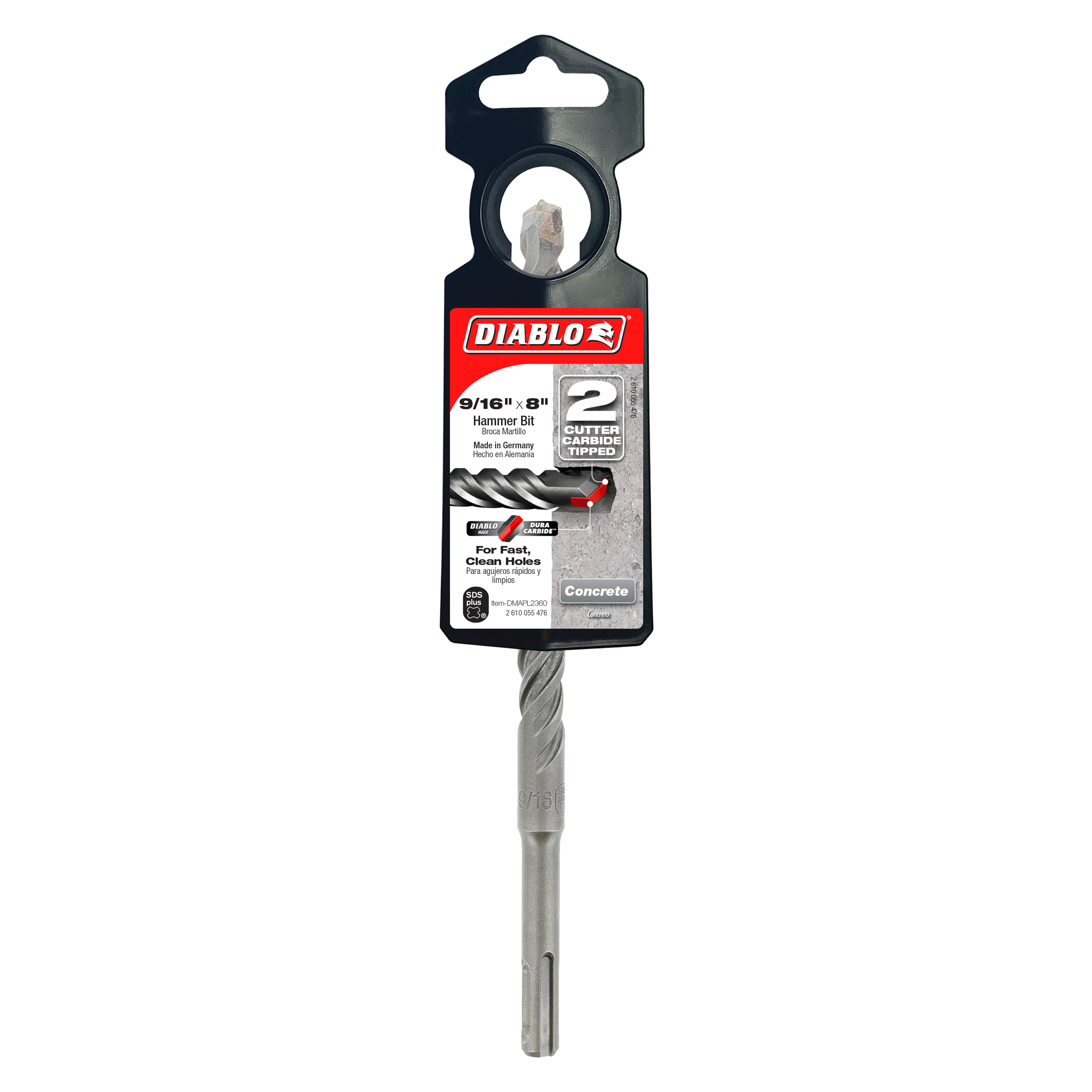Diablo DMAPL2360 9/16" x 6" x 8" SDS-Plus 2-Cutter Carbide-Tipped Hammer Drill Bit