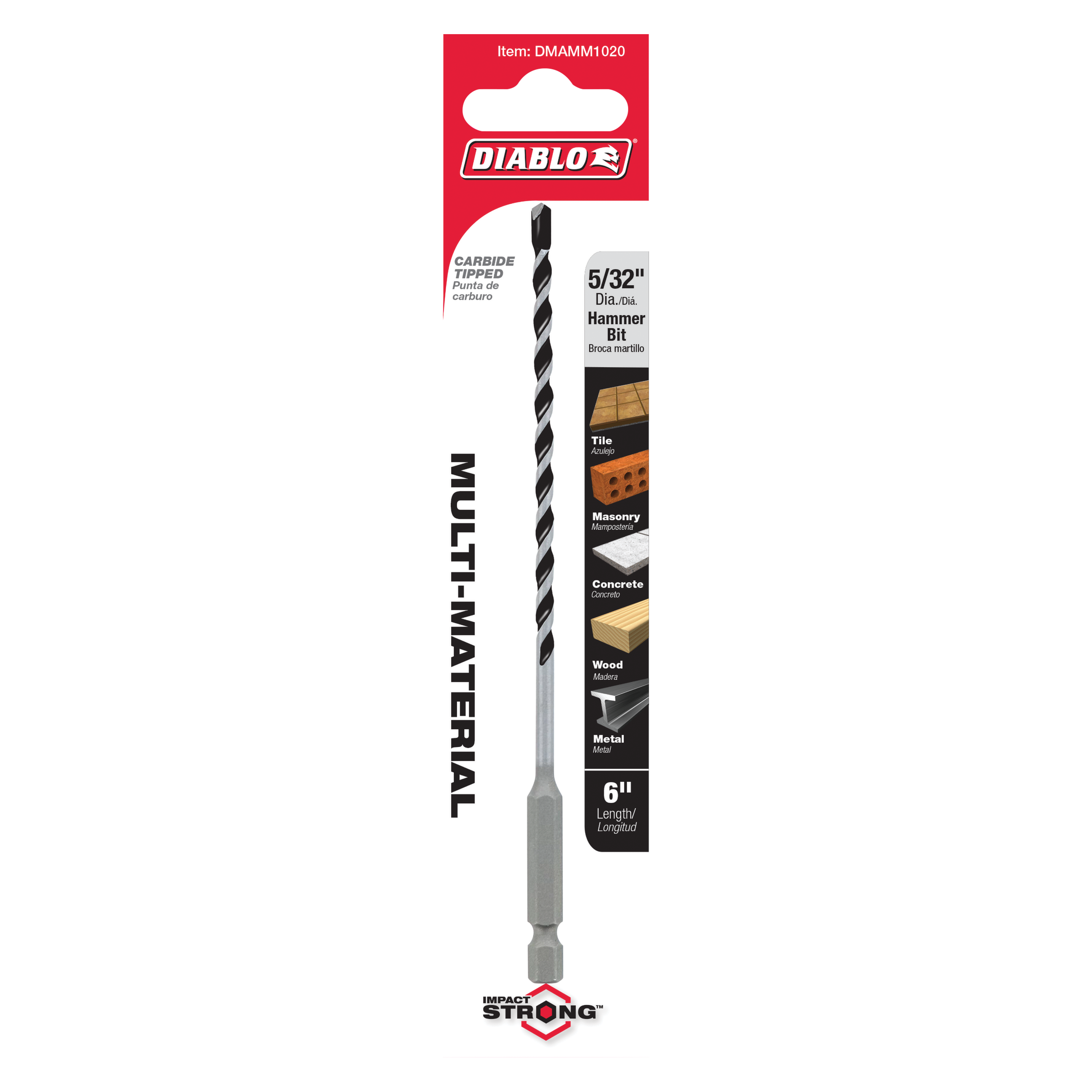 Diablo DMAMM1020 5/32" x 4" x 6" Multi-Material Carbide-Tipped Hammer Drill Bit