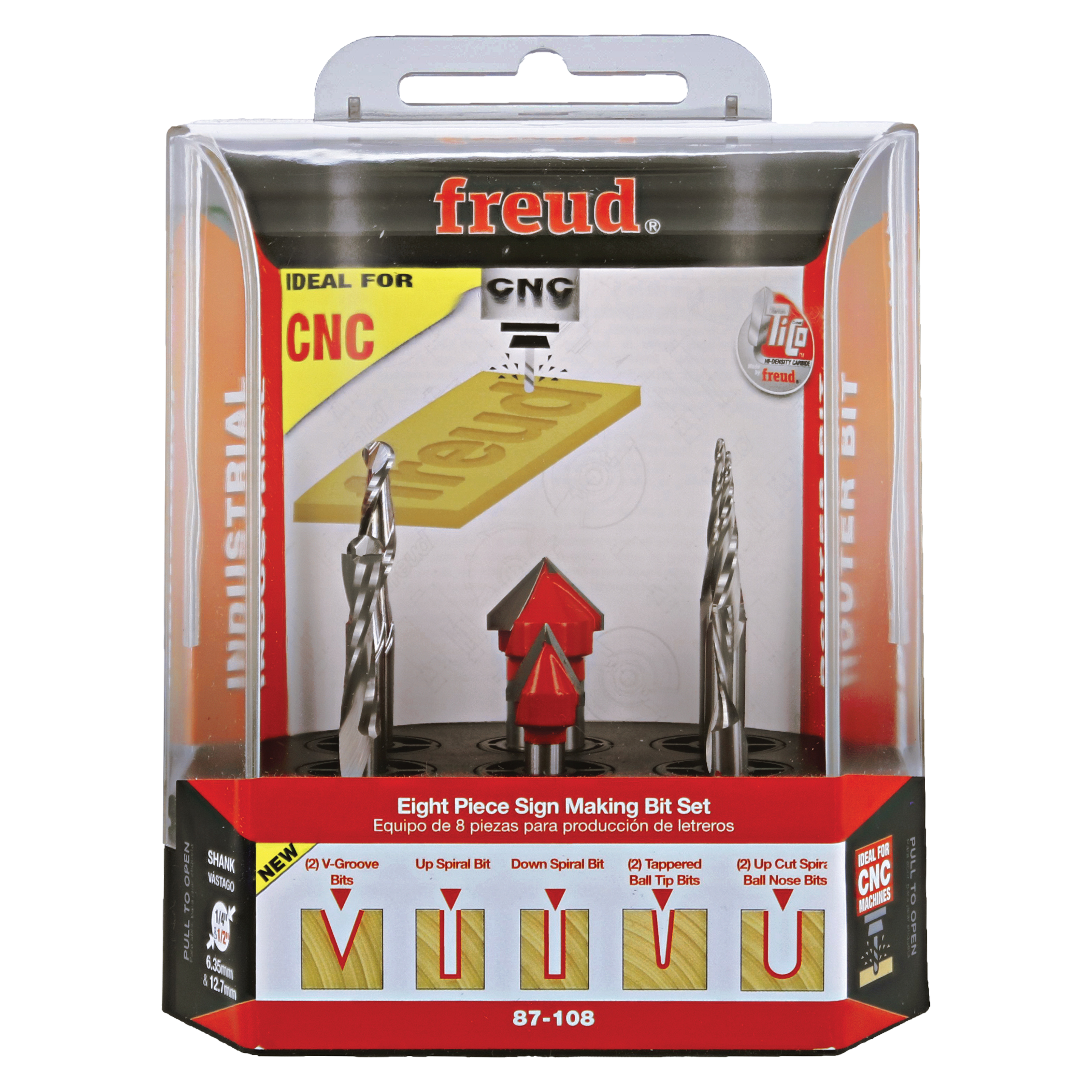 Freud 87-108 8 Piece CNC Router Bit Signmaking Set