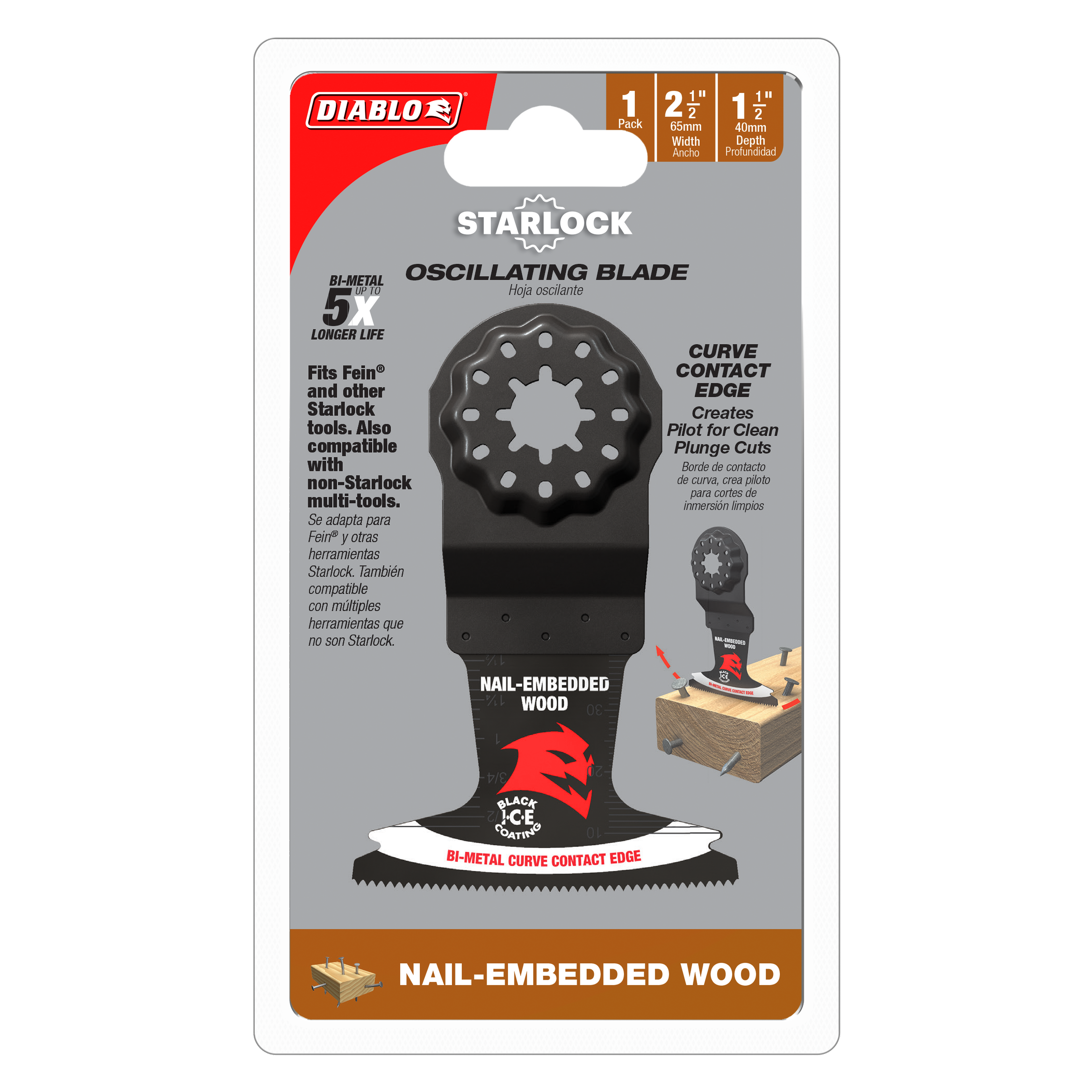 Diablo DOS250BW 2-1/2" Demo Demon™ Starlock Bi-Metal Oscillating Blade for Nail-Embedded Wood