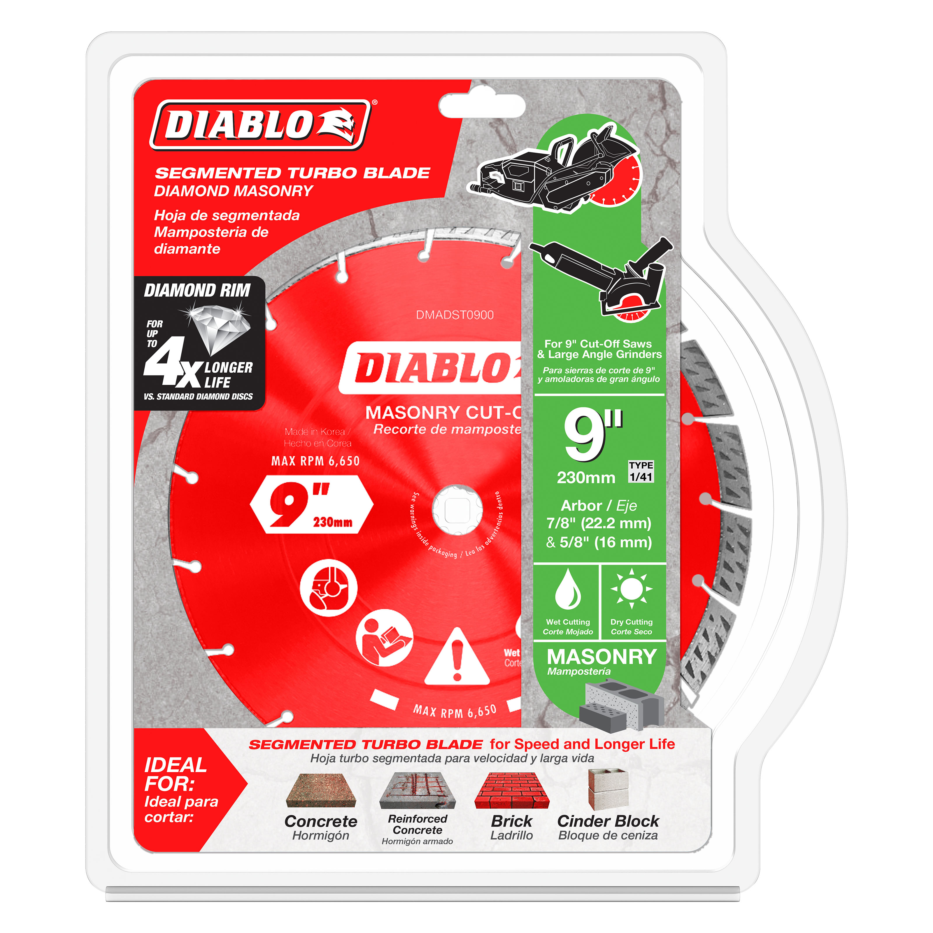 Diablo DMADST0900 9" Diamond Segmented Turbo Masonry Cut-Off Blade