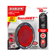 Diablo DND090100H25G 9" 100-Grit SandNET™ Sanding Discs for Drywall (25-Pack)