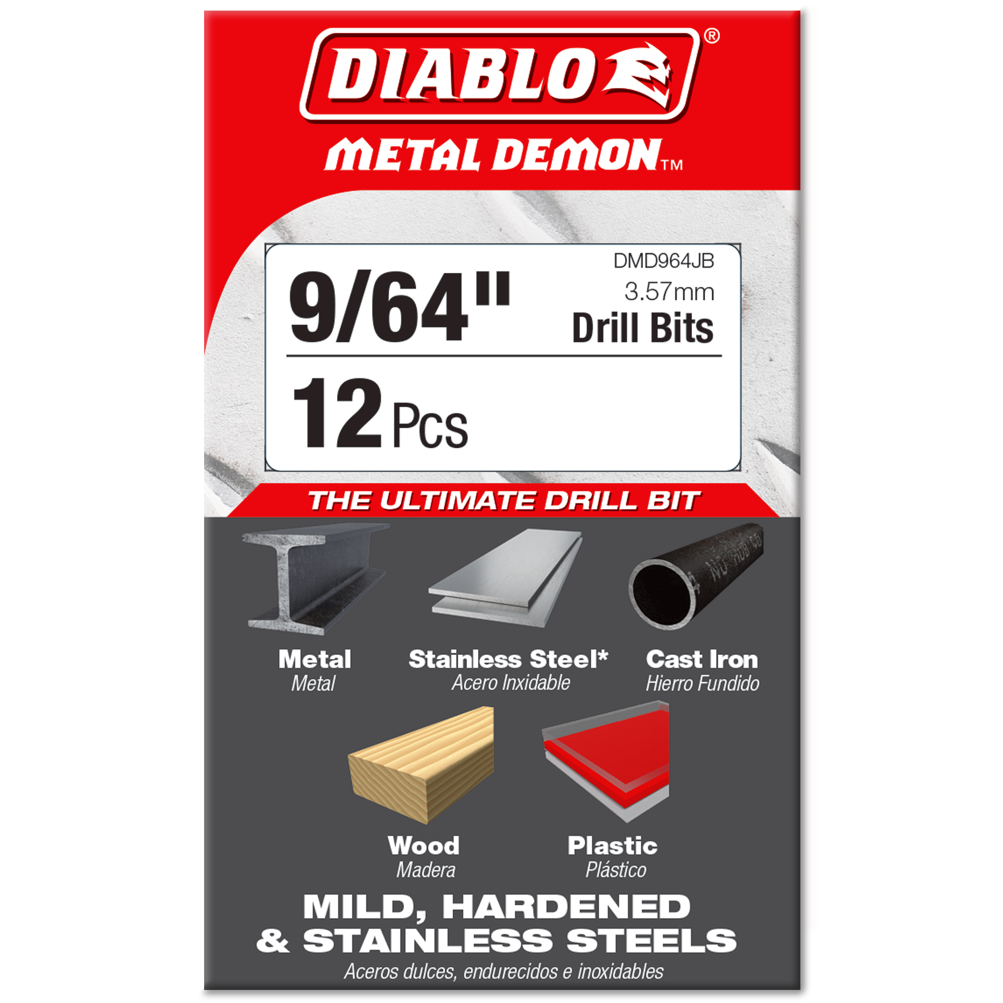 Diablo DMD964JB 9/64" Metal Demon™Drill Bits for Mild, Hardened and Stainless Steels