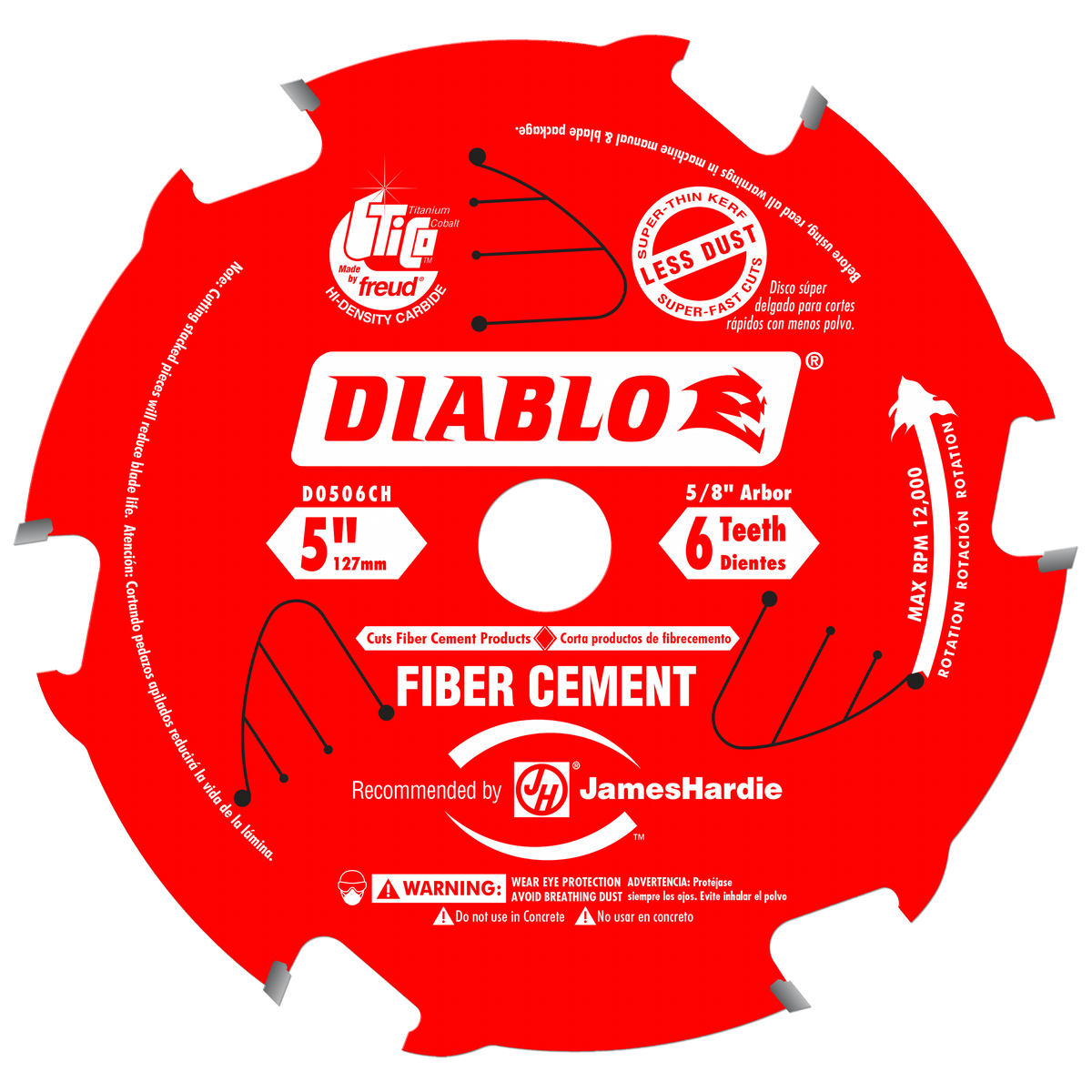 Diablo D0506CH 5" x 6 Tooth Carbide Fiber Cement HardiBlade