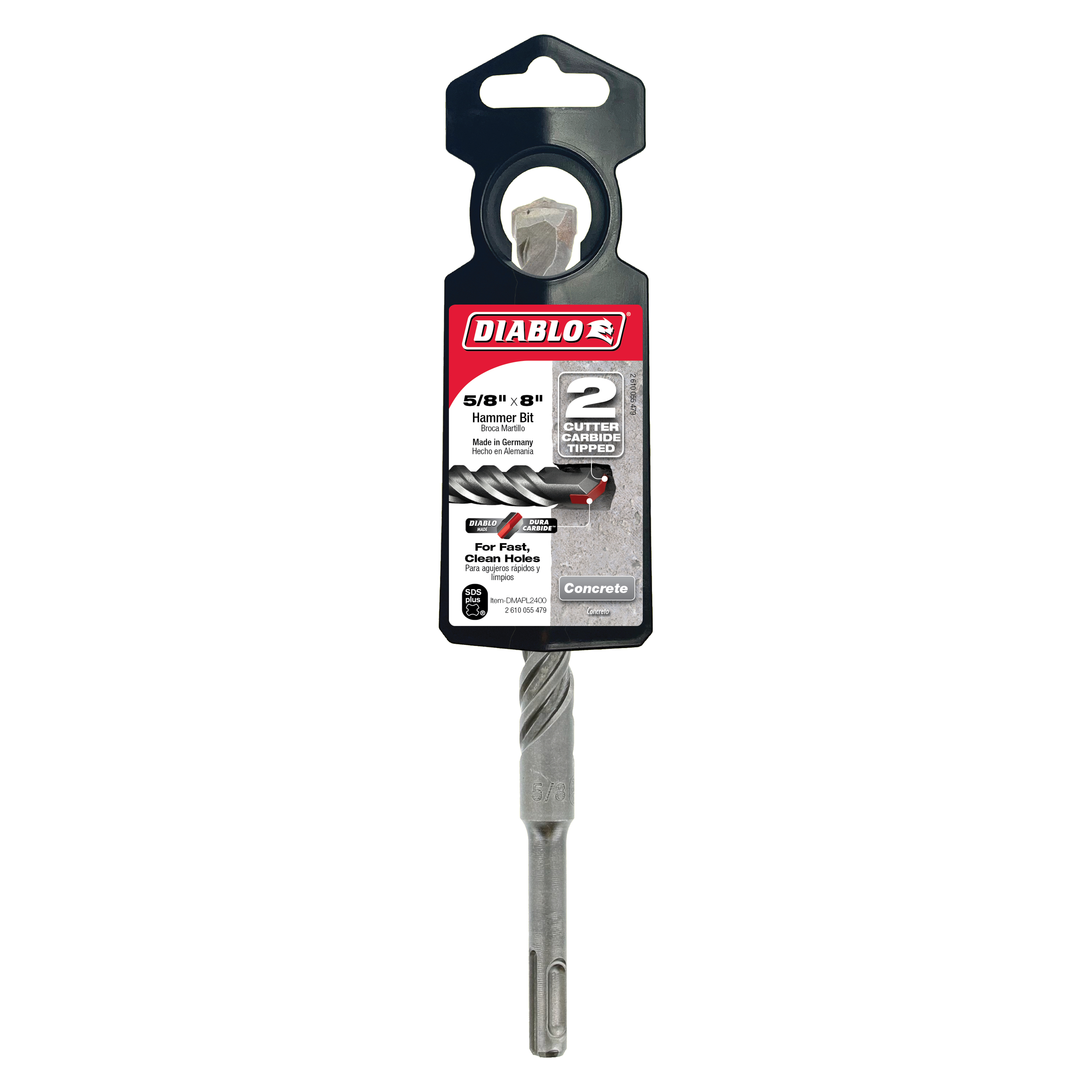 Diablo DMAPL2400 5/8" x 6" x 8" SDS-Plus 2-Cutter Carbide-Tipped Hammer Drill Bit