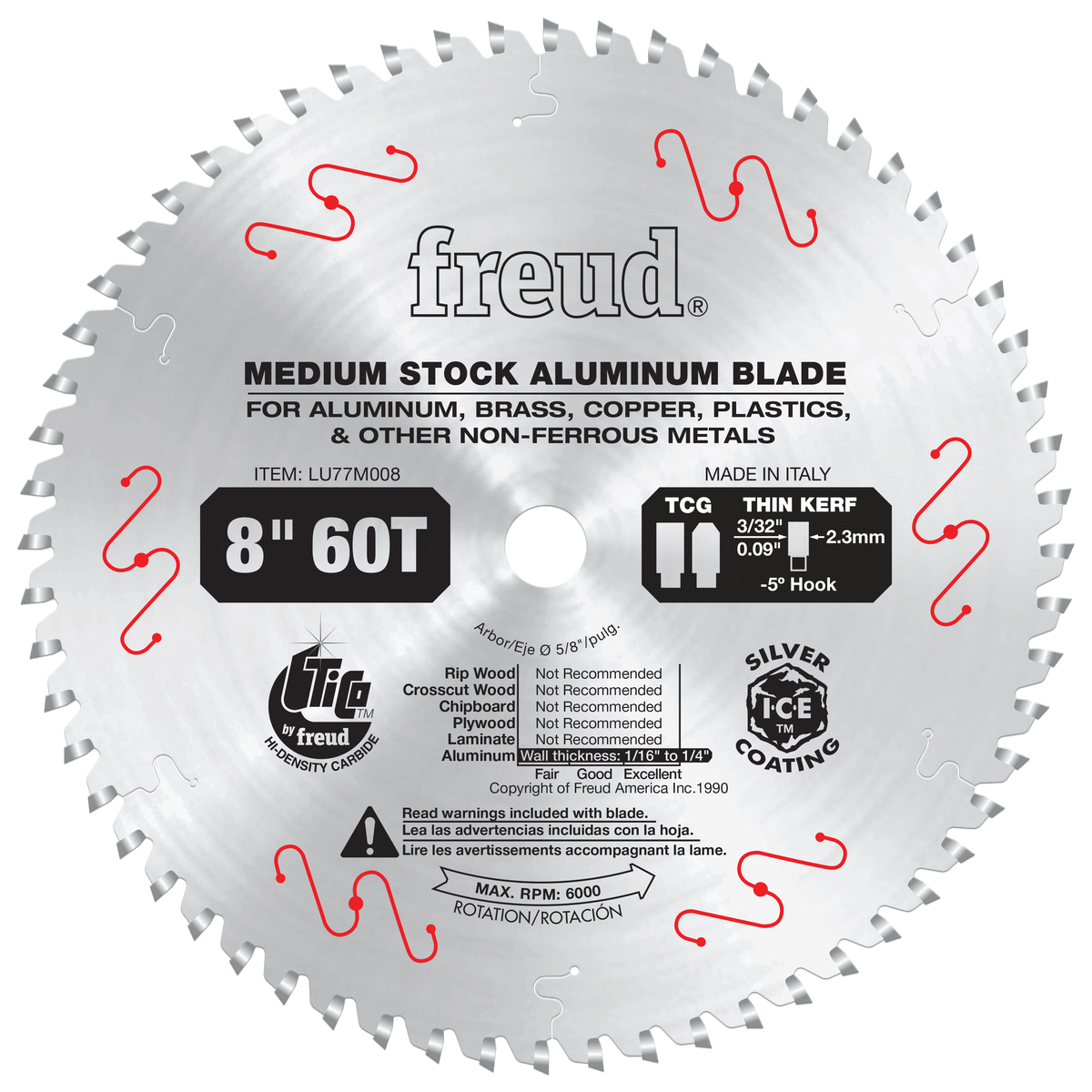 Freud LU77M008 8" Medium Stock Aluminum Blade