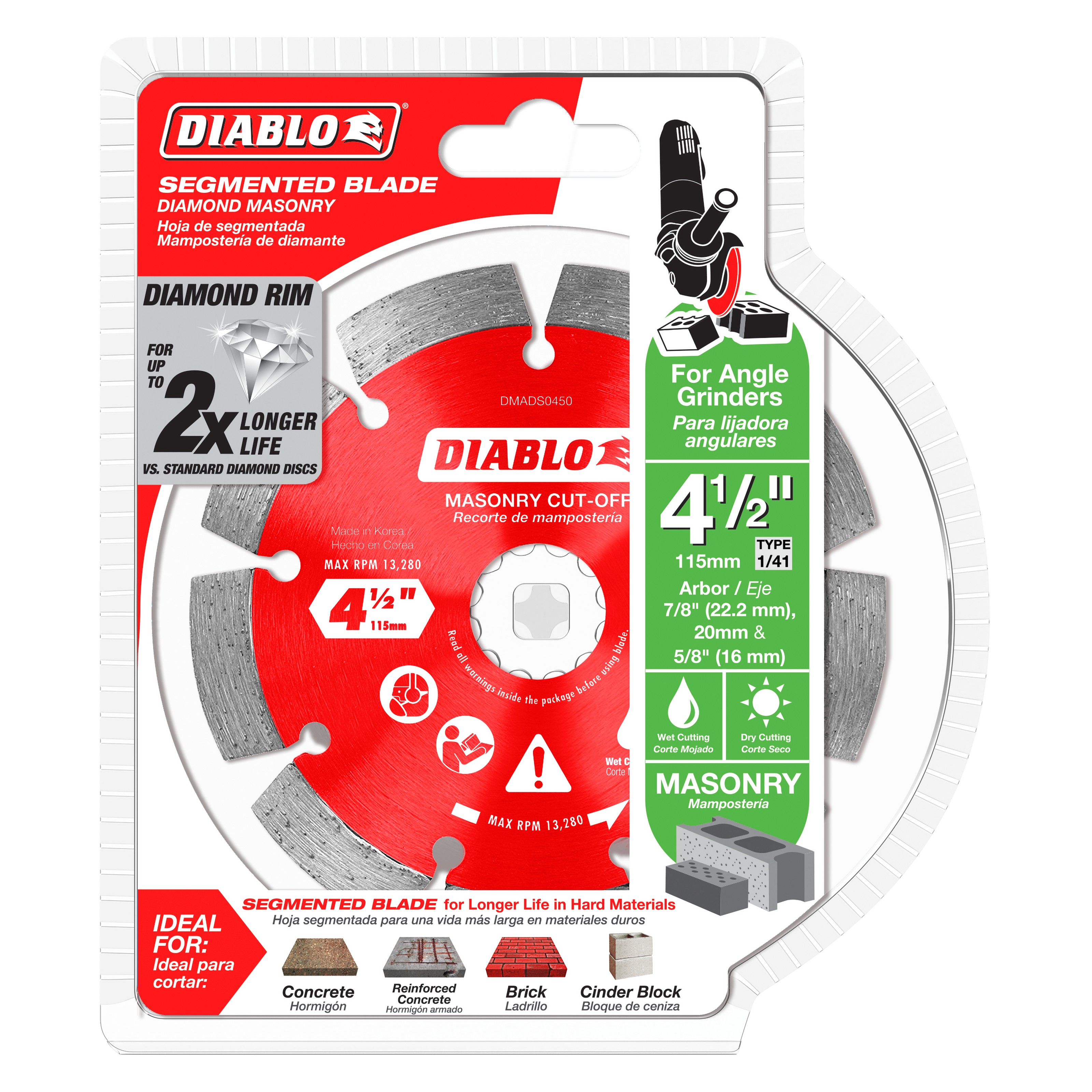 Diablo DMADS0450 4-1/2" Diamond Segmented Masonry Cut-Off Blade