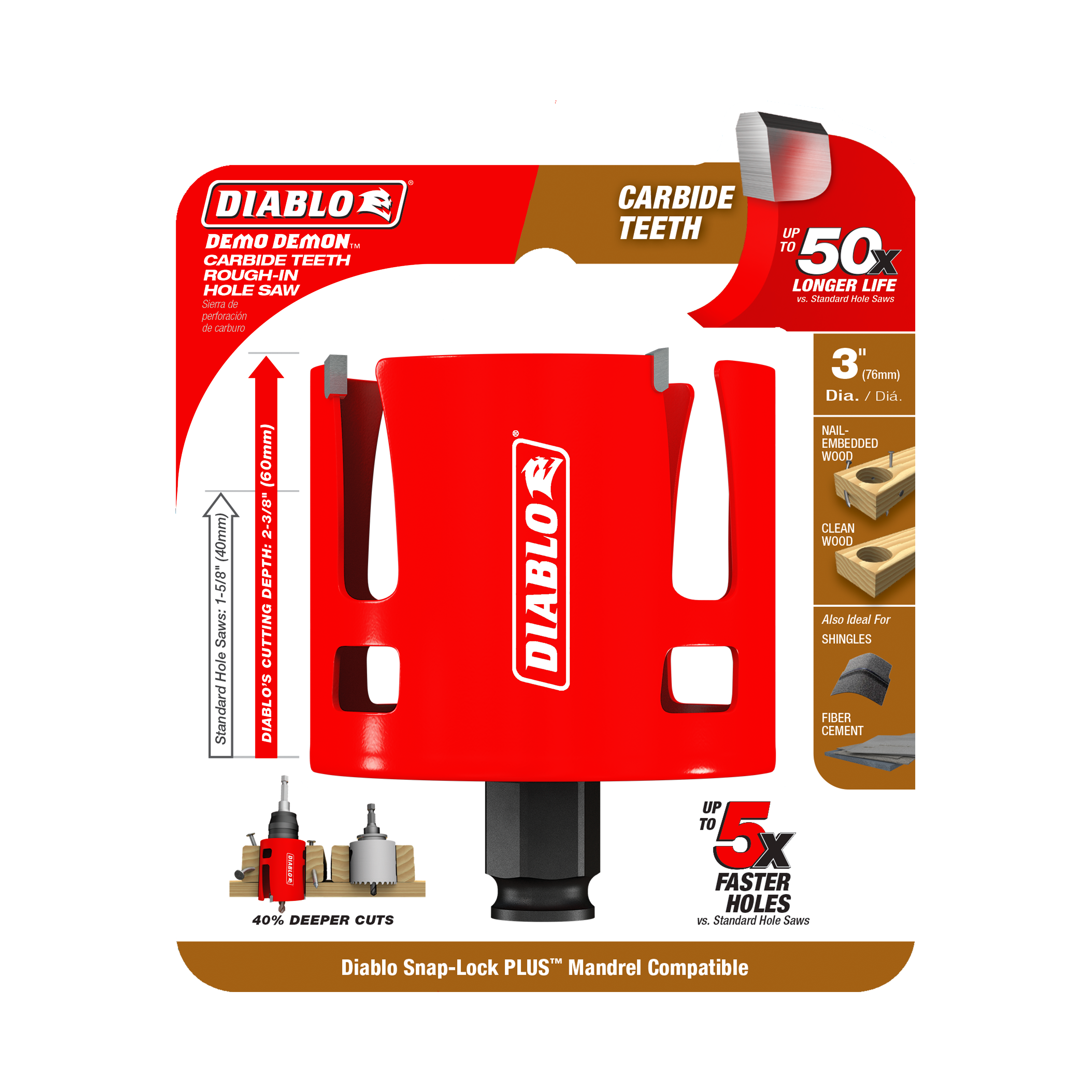Diablo DHS3000CTR Diablo 3" Demo Demon® Carbide Teeth Rough-In Hole Saw