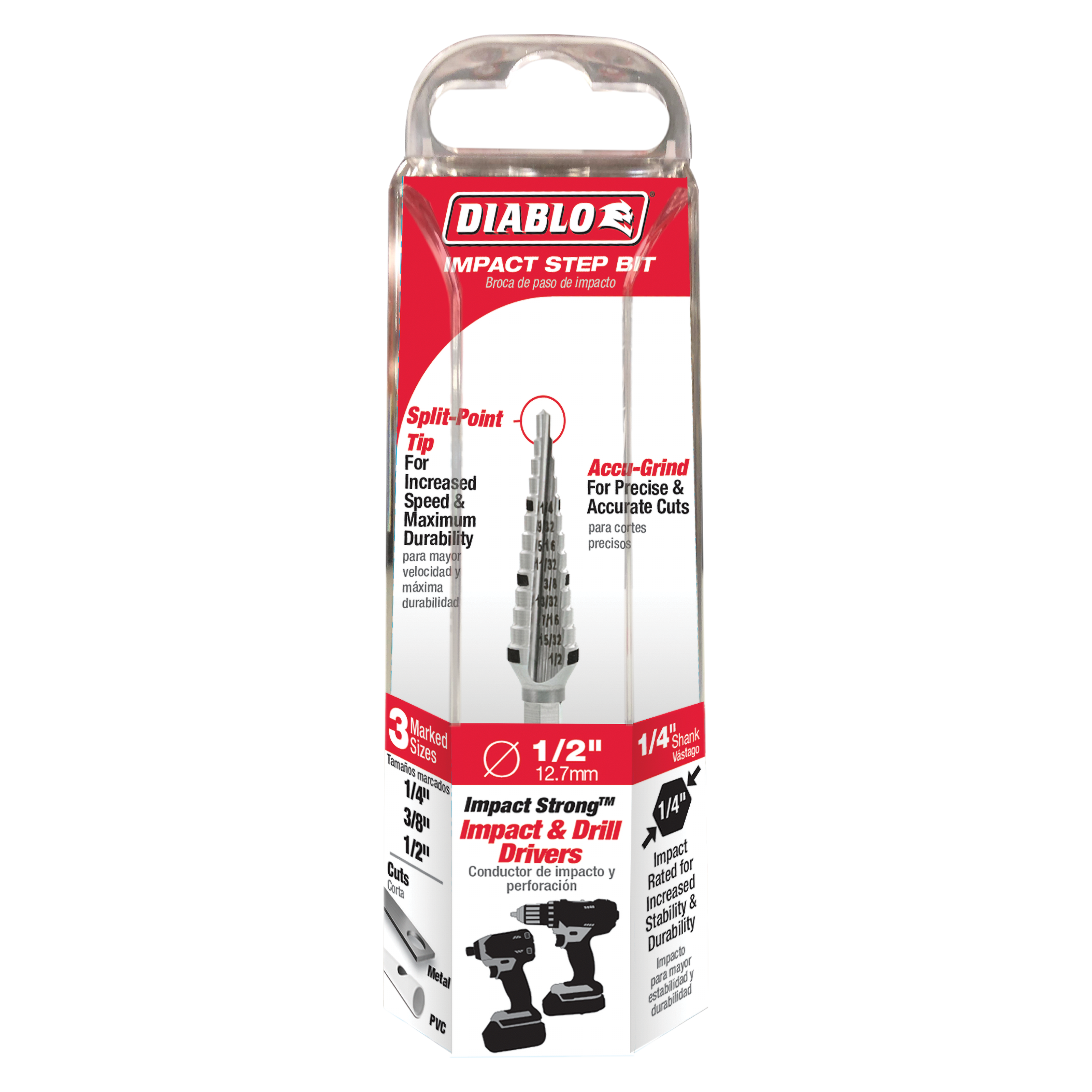 Diablo DSD0500S13 1/4" - 1/2" Impact Step Drill Bit (13 Steps)