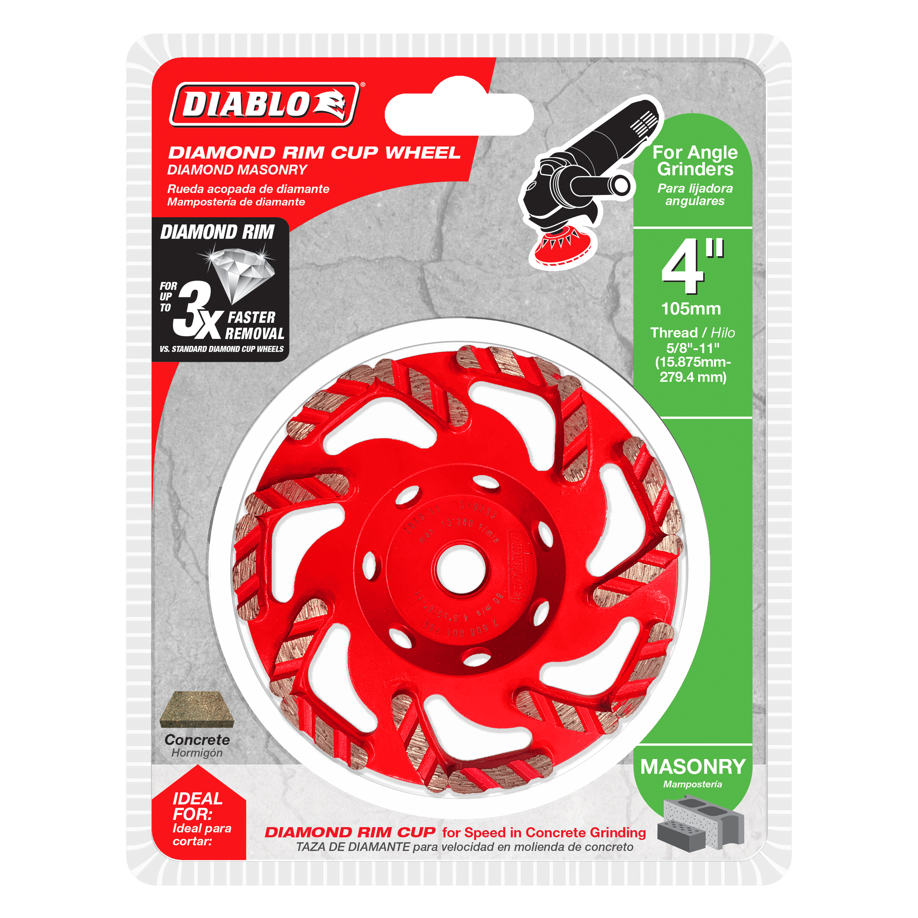 Diablo DMACW0400 4" Diamond Rim Cup Wheel for Masonry