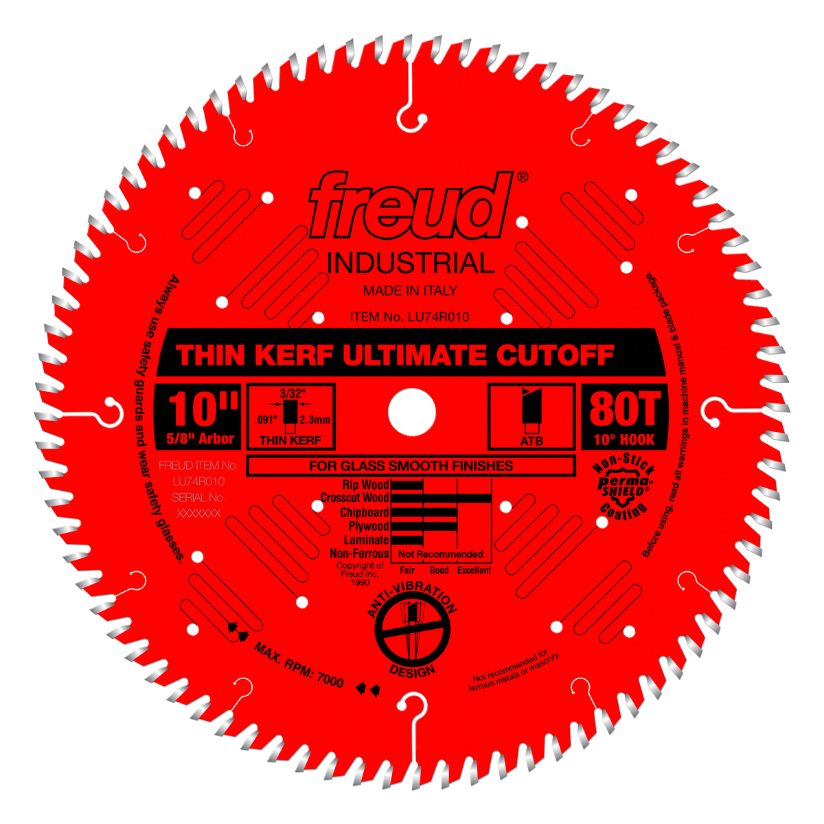 Freud LU74R010 10" Thin Kerf Ultimate High Production Cut-Off Saw Blade