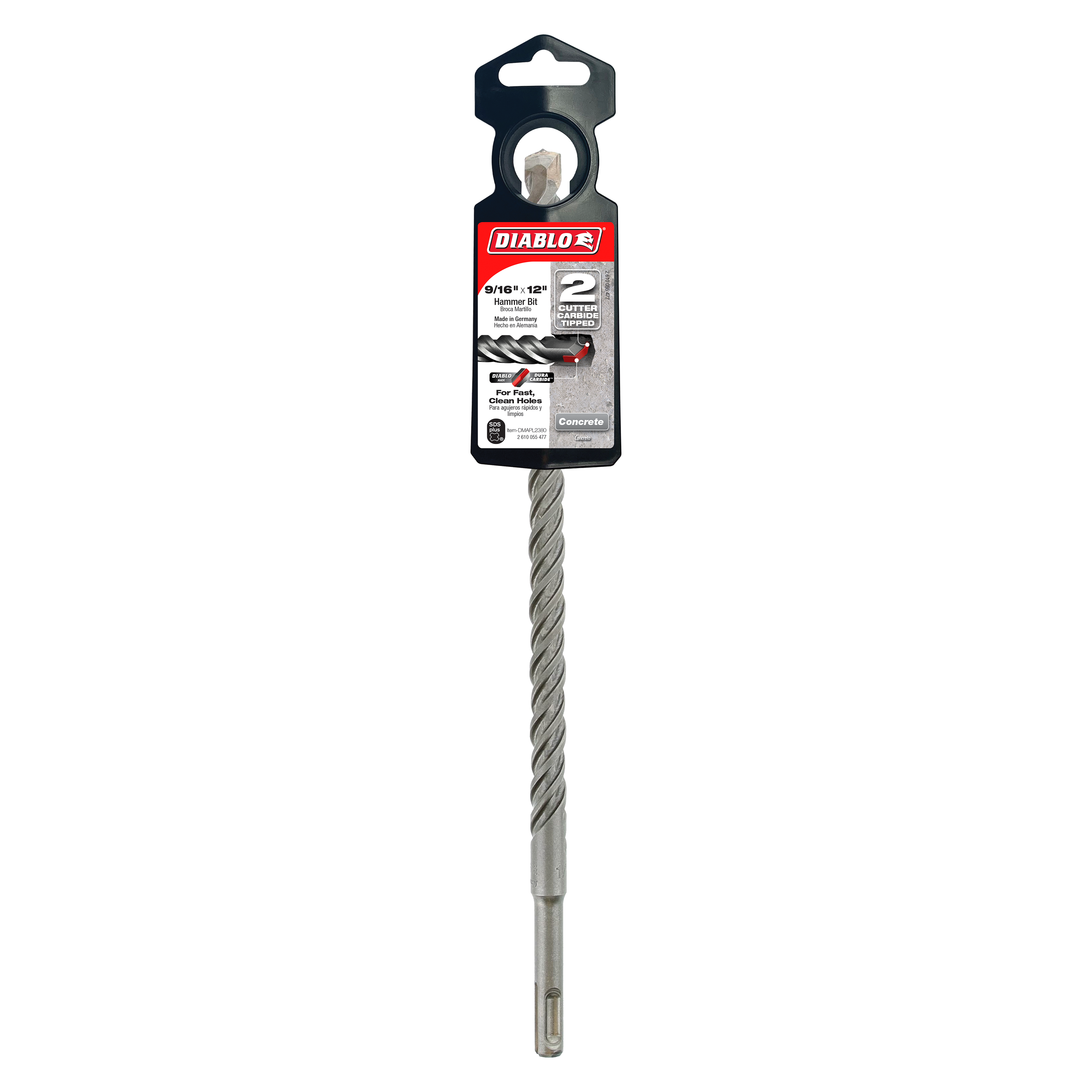Diablo DMAPL2380 9/16" x 10" x 12" SDS-Plus 2-Cutter Carbide-Tipped Hammer Drill Bit