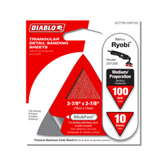 Diablo DCTTRI100P10G 2-7/8" x 2-7/8" 100-Grit StickFast™ Triangular Detail Sanding Sheets (10-Pack)