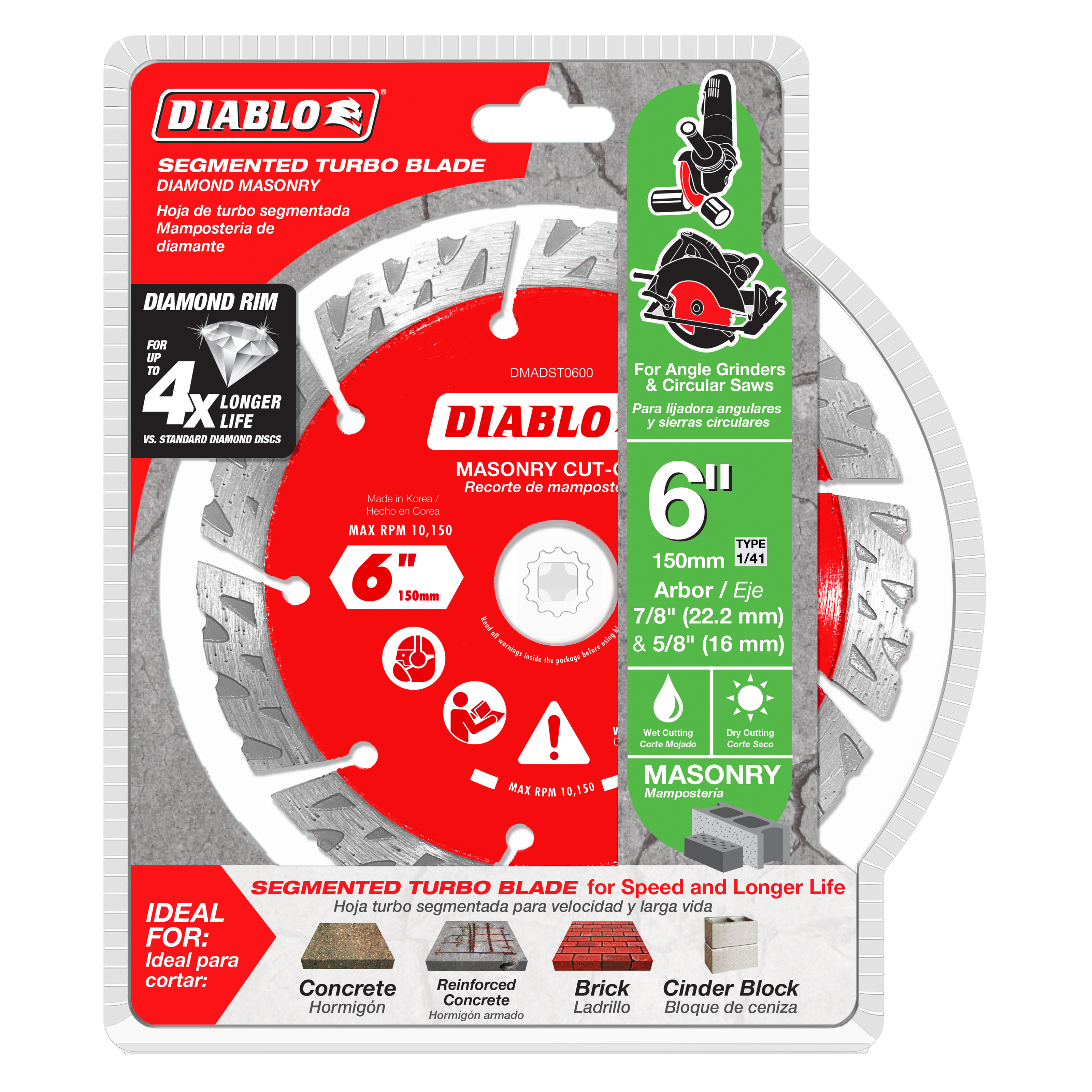 Diablo DMADST0600 6" Diamond Segmented Turbo Masonry Cut-Off Blade