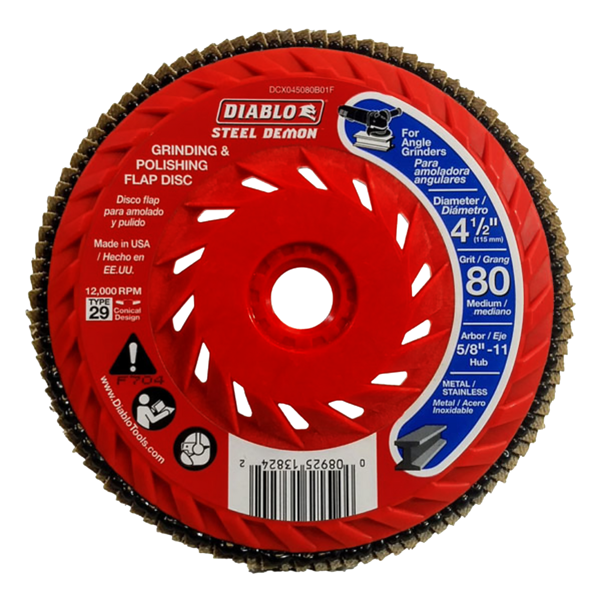 Diablo DCX045080B01F 4-1/2" Steel Demon™ Flap Disc for Metal with Speed Hub