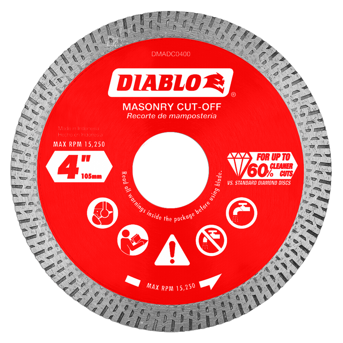 Diablo DMADC0400 4" Diamond Continuous Rim Masonry Cut-Off Disc