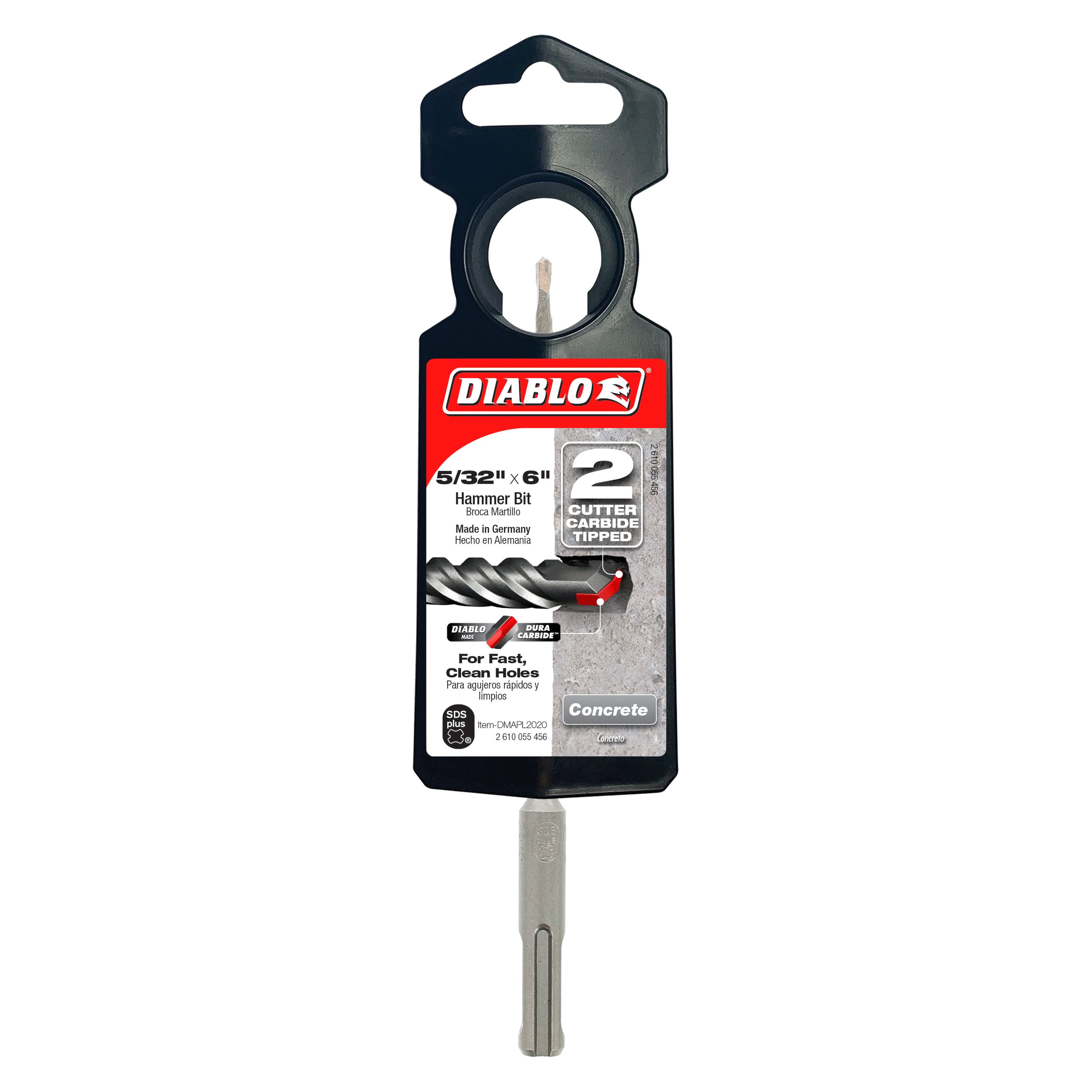 Diablo DMAPL2020 5/32" x 4" x 6" SDS-Plus 2-Cutter Carbide-Tipped Hammer Drill Bit