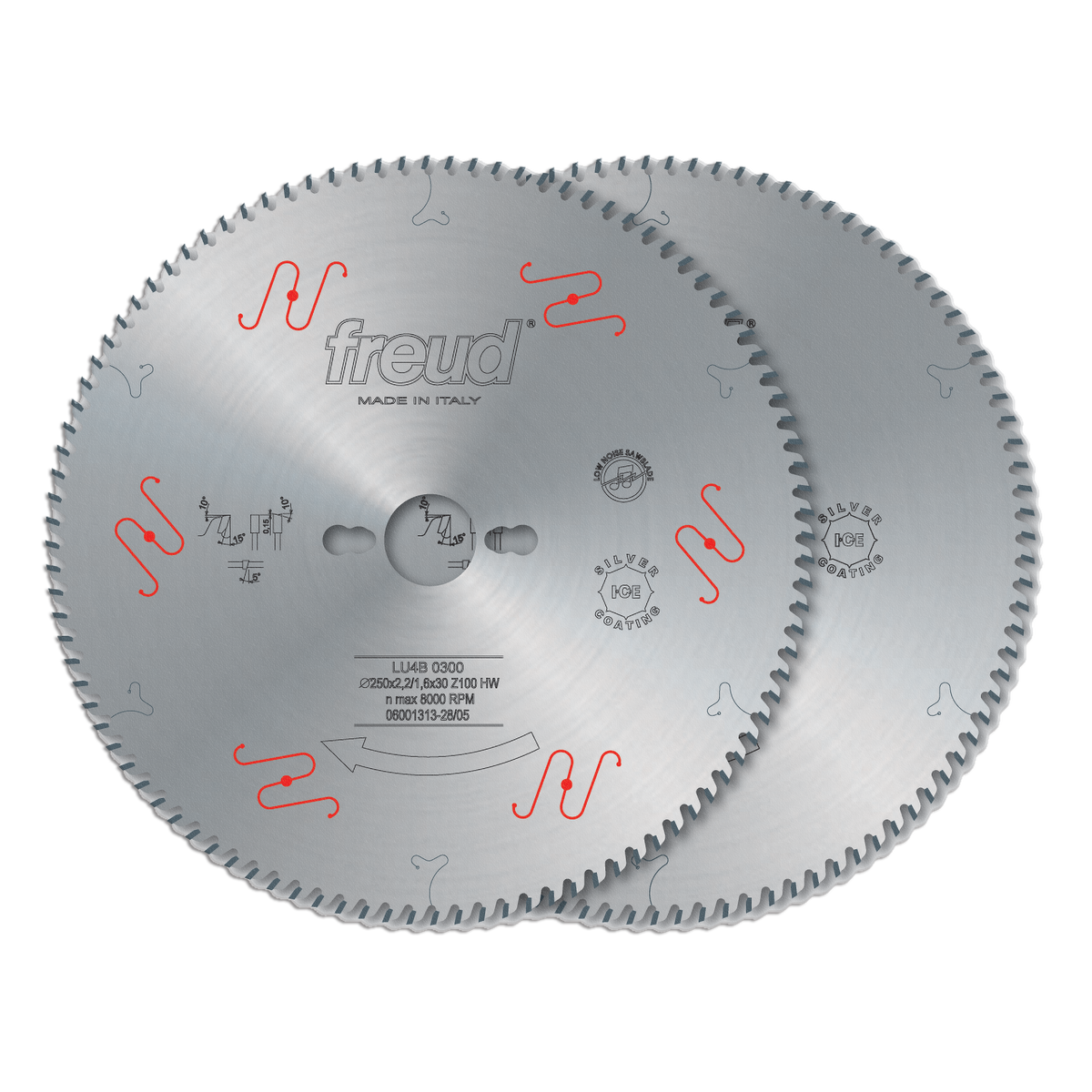 Freud LU4B03 250mm Ultra-Thin Kerf Plastics and Plexiglass Blades for Fine Finish