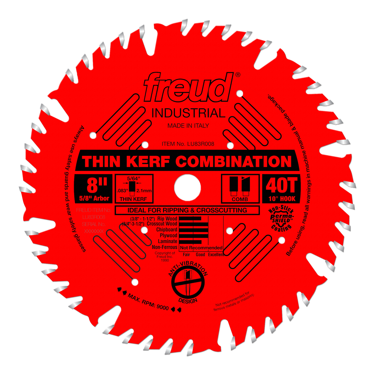 Freud LU83R008 8" Thin Kerf Combination Blade