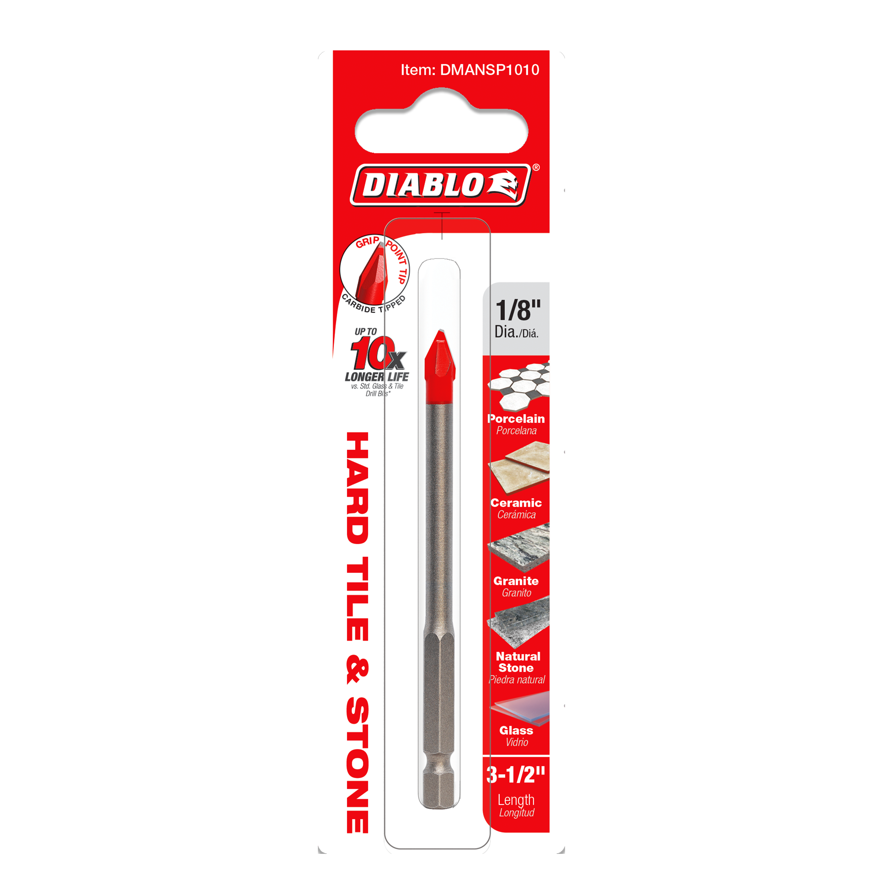 Diablo DMANSP1010 Diablo 1/8" Hard Tile & Stone Carbide Tipped Drill Bit
