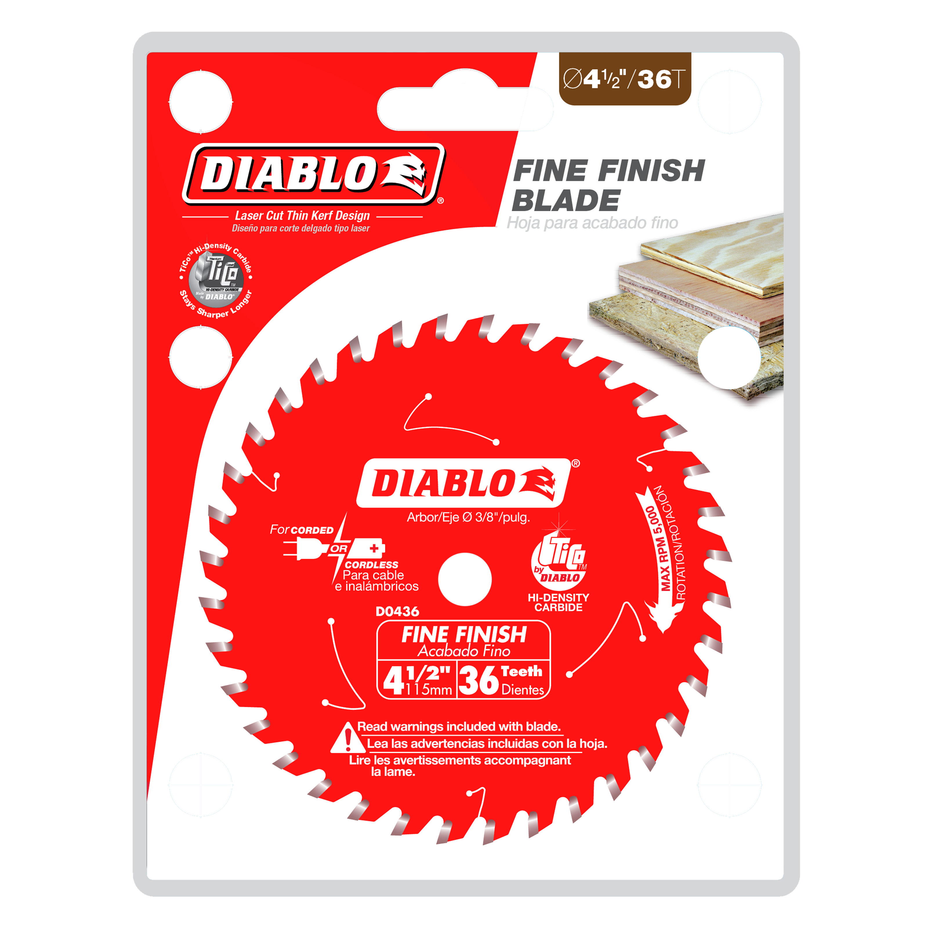 Diablo D0436X 4-1/2" 36 Tooth Fine Finish Saw Blade