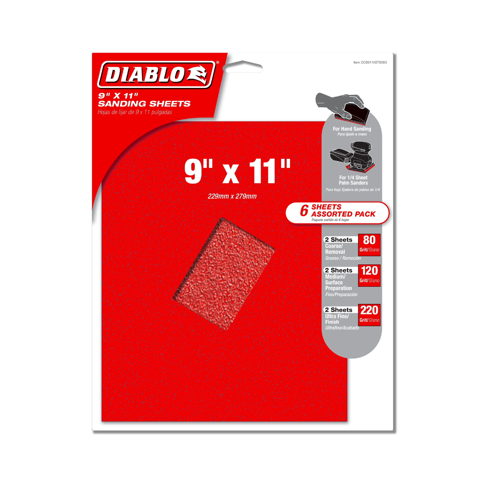 Diablo DCS911ASTS06G 9" x 11" Assorted Sanding Sheets (6-Piece)