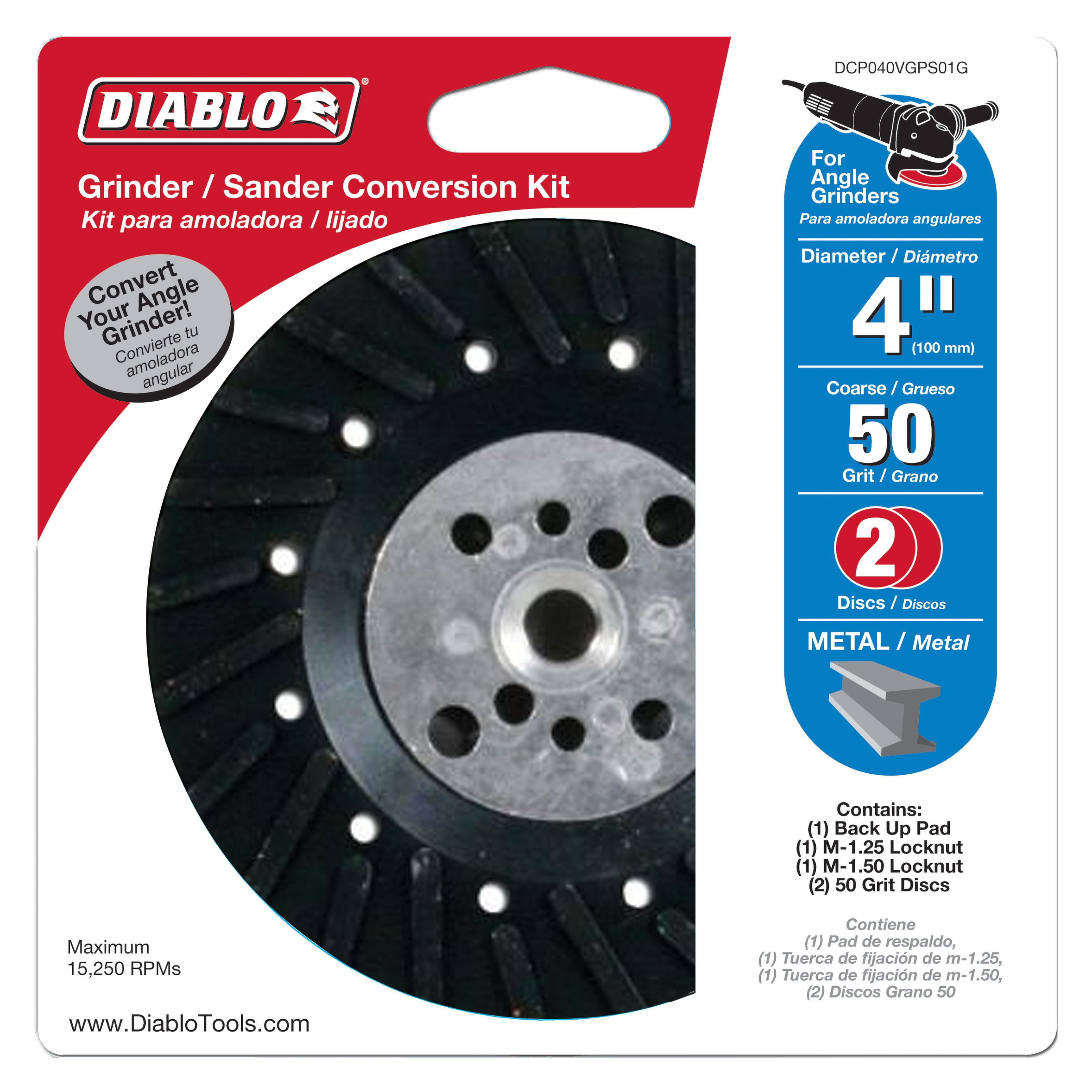 Diablo DCP040VGPS01G 4" Grinder to Sander Conversion Kit