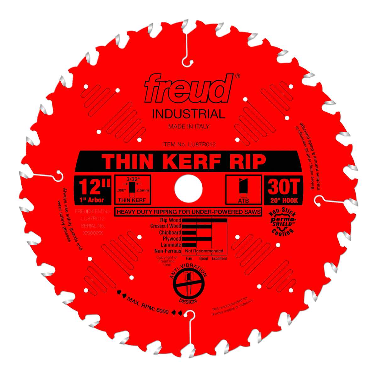 Freud LU87R012 12" Thin Kerf Rip Blade