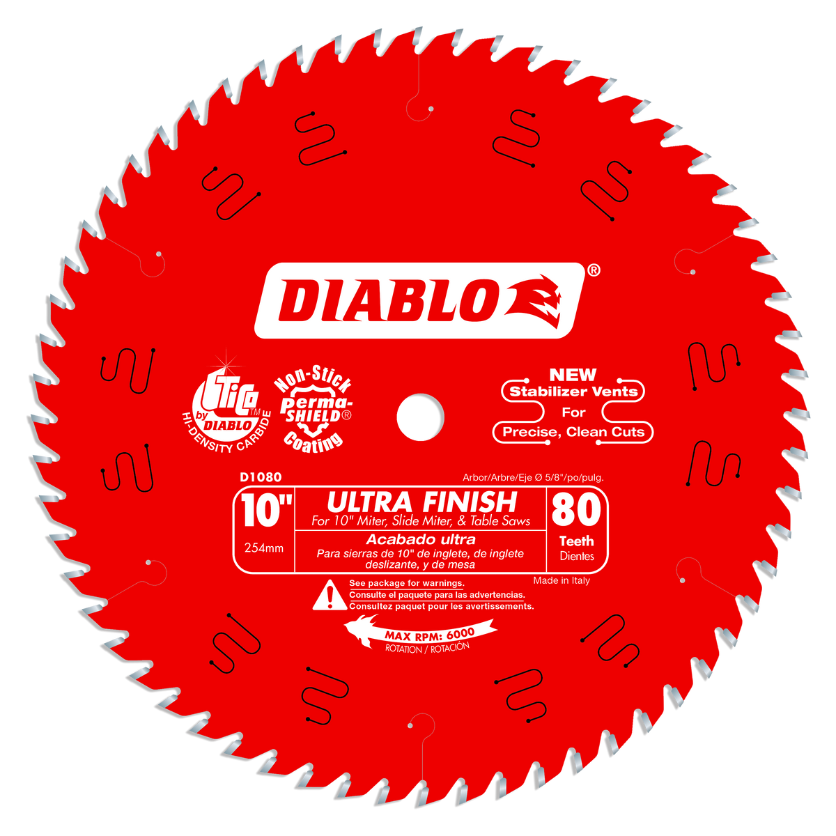 Diablo D1080X 10" x 80-Teeth Ultra Finish Saw Blade for Wood