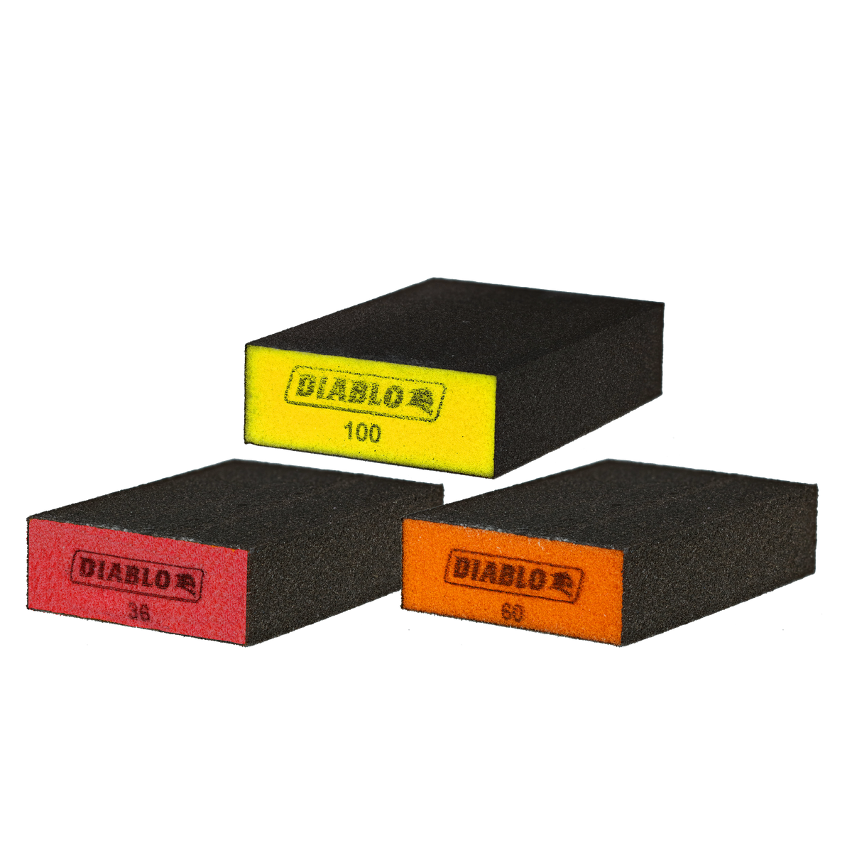 Diablo DFBBLOCAST03G 4" x 2-1/2" x 1" Assorted Flat Edge Sanding Sponges (3-Piece)