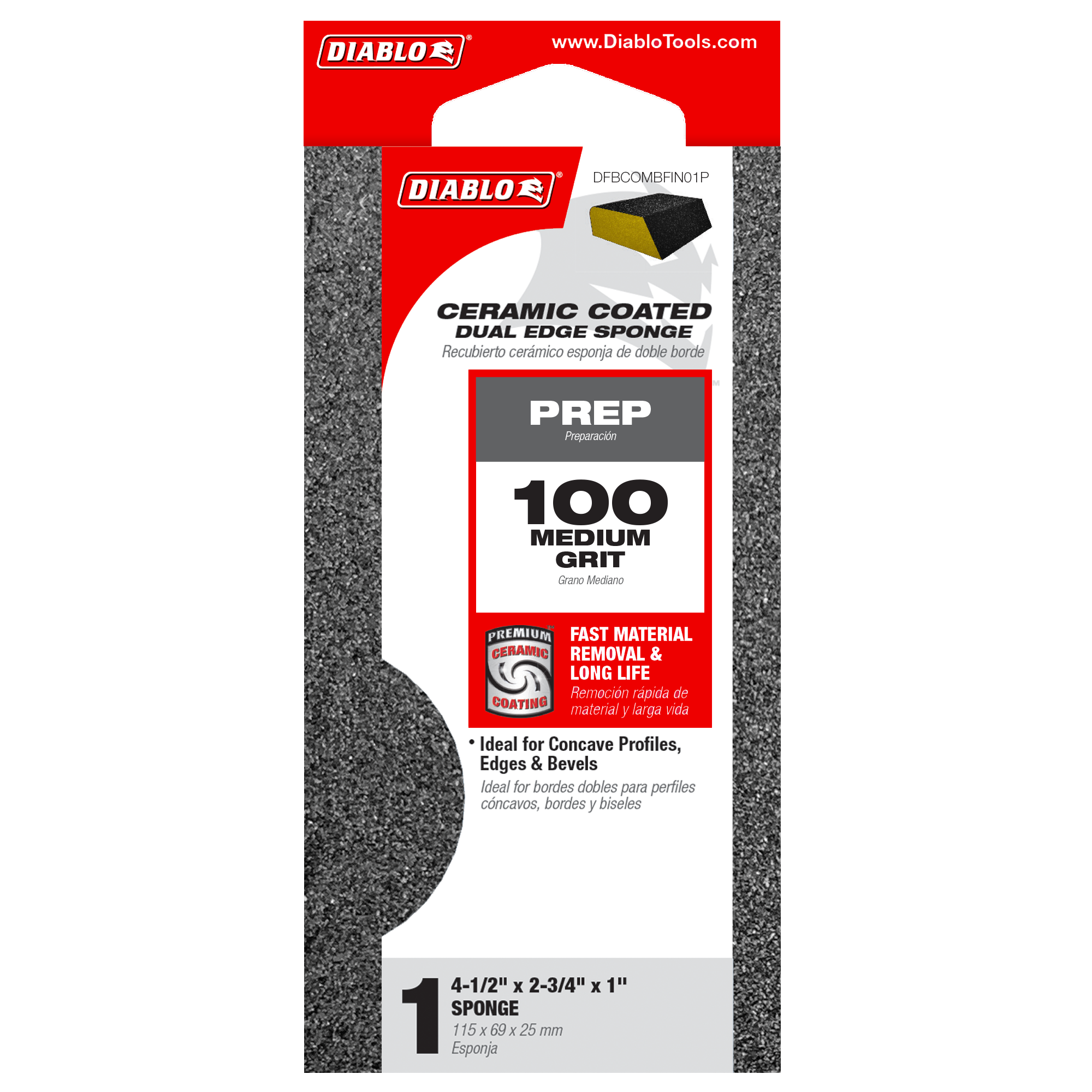 Diablo DFBCOMBFIN01G 100-Grit Dual-Edge Sanding Sponge