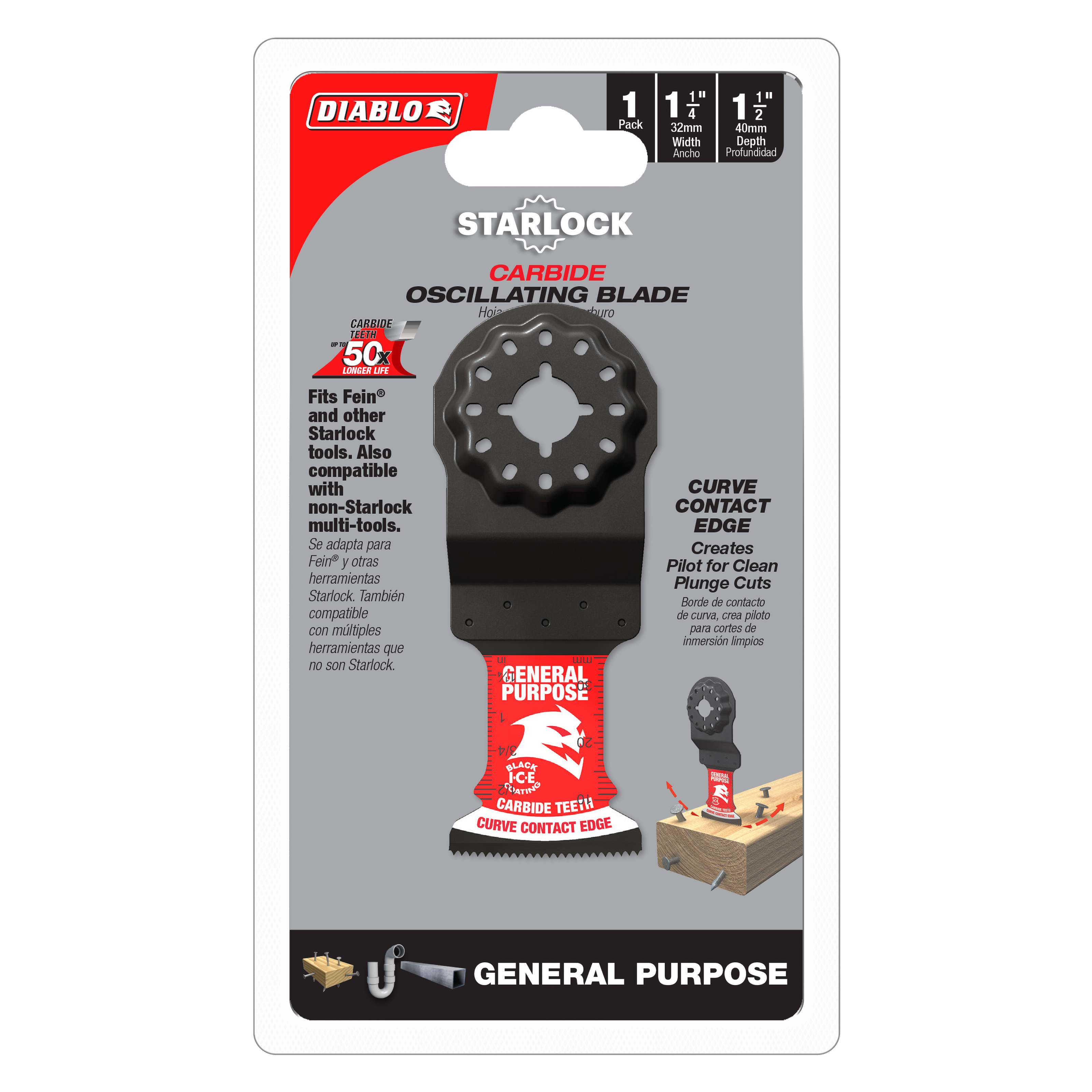 Diablo DOS125CGP 1-1/4" AMPED™ Demo Demon™ Starlock Carbide Teeth Oscillating Blade for General Purpose Cuts