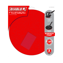 Diablo DCD090120H05G 9" 120-Grit Hook & Lock™ ROS Sanding Discs for Drywall (5-Pack)