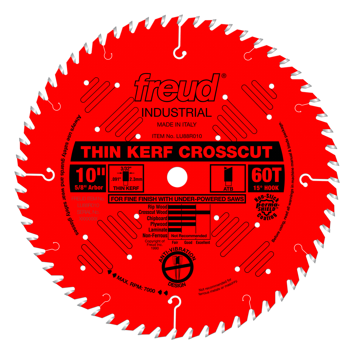 Freud LU88R010 10" Thin Kerf Fine Finish Crosscut Blade