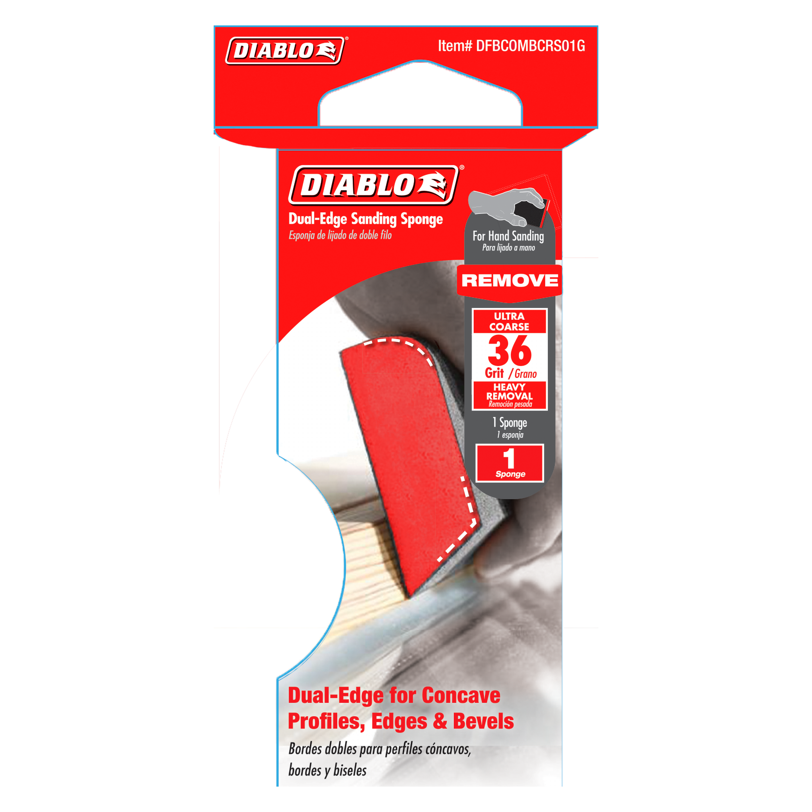 Diablo DFBCOMBCRS01G 4" x 2-1/2" x 1" 36-Grit Dual-Edge Sanding Sponge