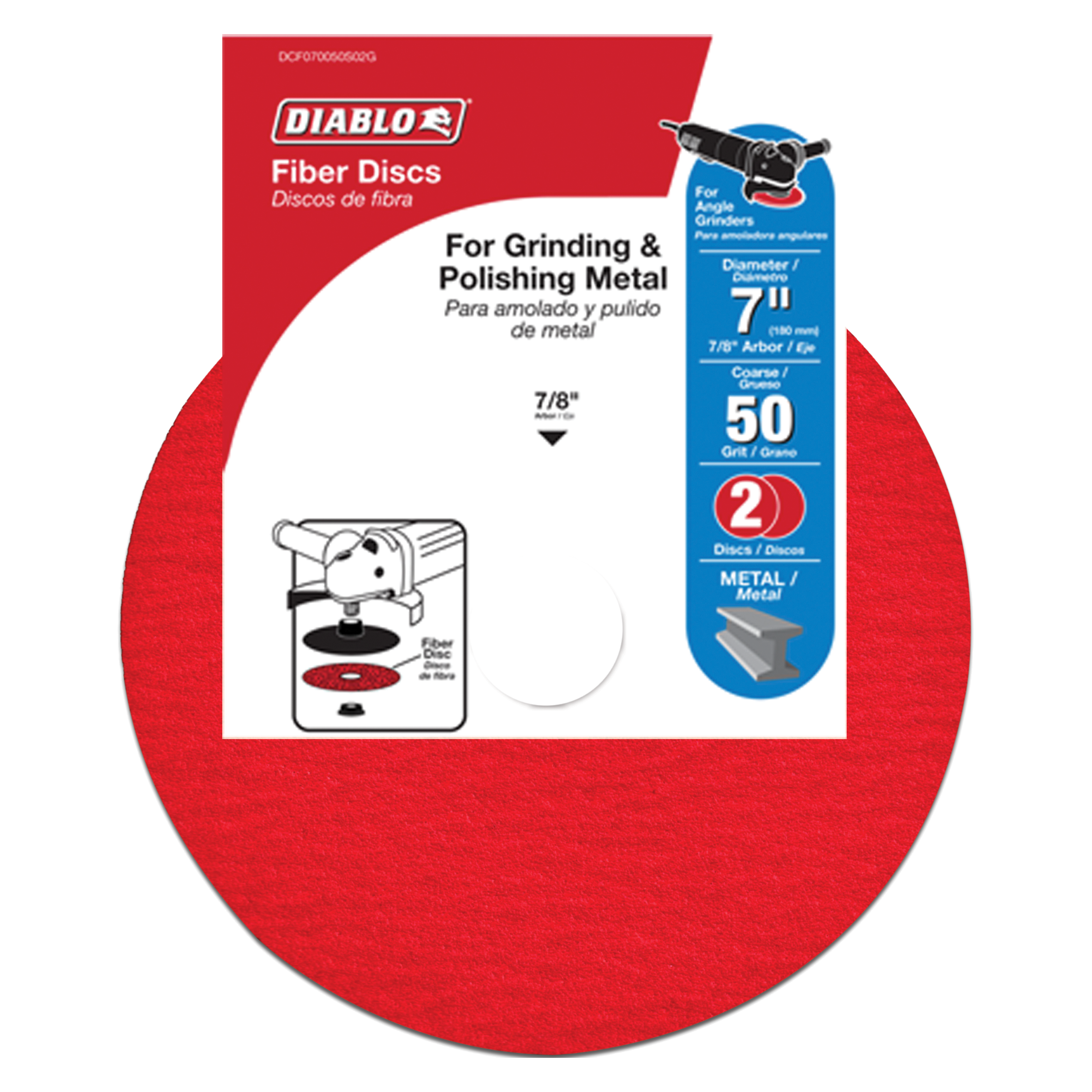 Diablo DCF070050S02G 7" 50-Grit Fiber Discs for Metal (2-Pack)