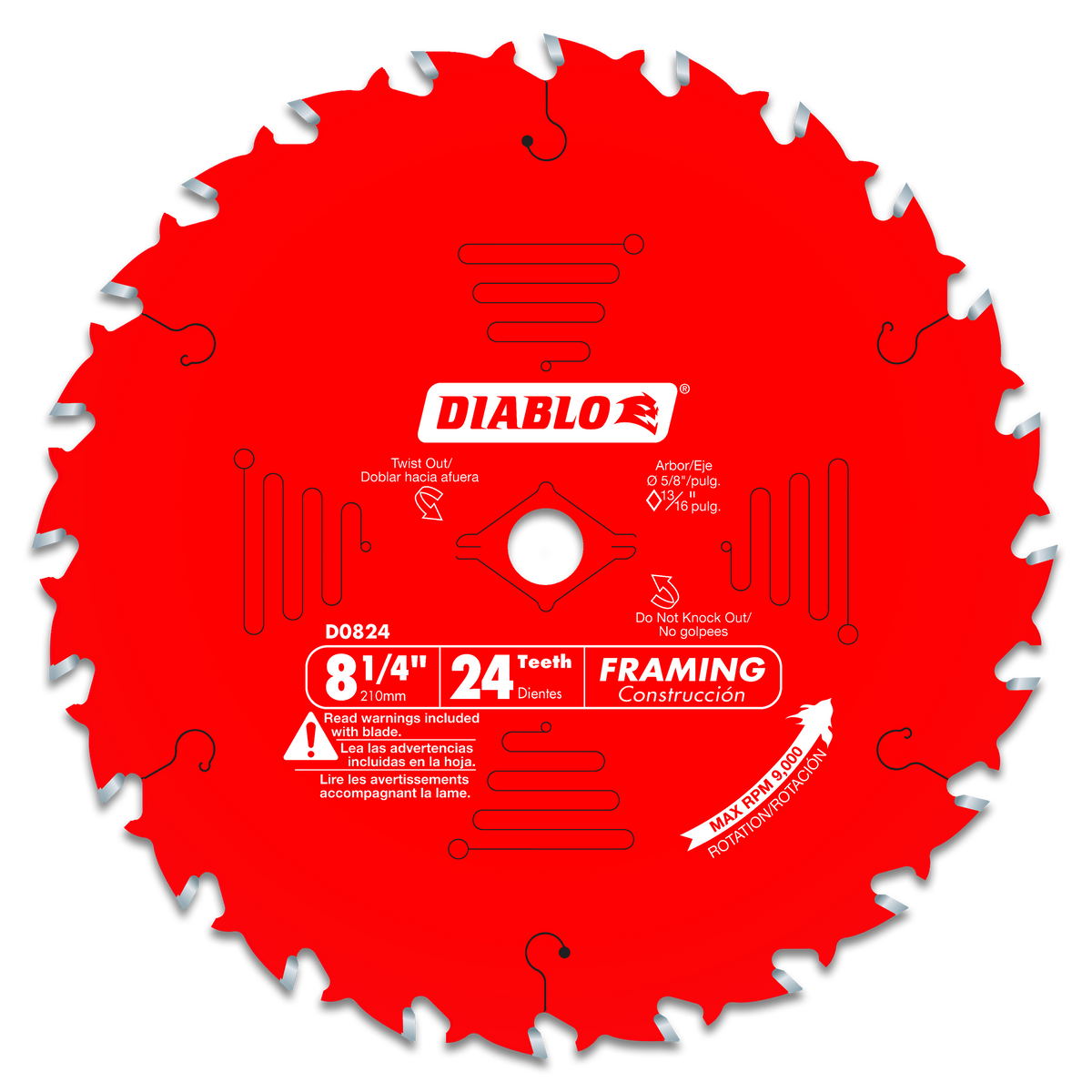 Diablo D0824X 8-1/4" x 24-Teeth Framing Saw Blade for Wood