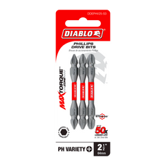 Diablo DDEPHV25-S3 2-3/8" Double-Ended Phillips Drive Bit Set (3-Piece)