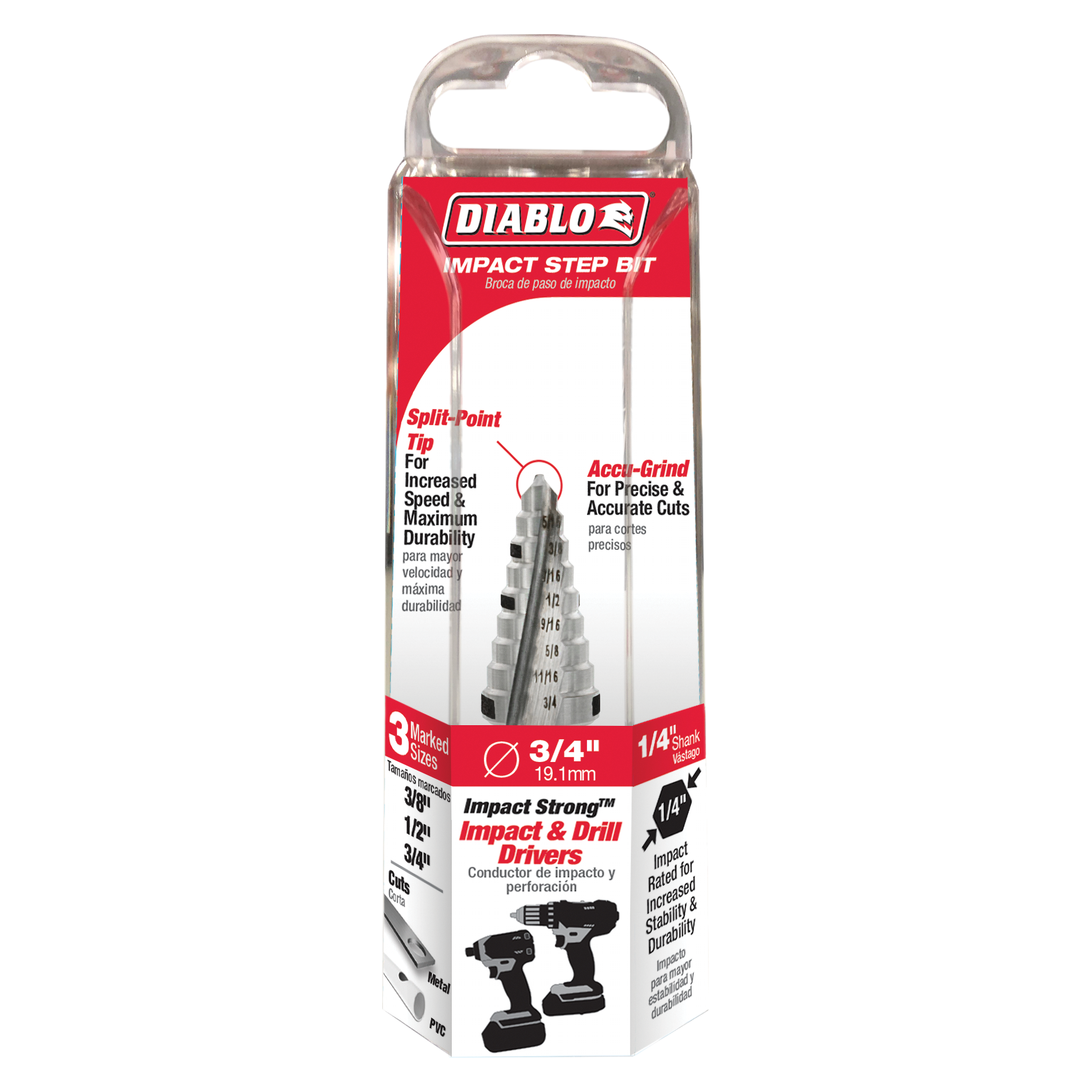 Diablo DSD0750S09 3/8" - 3/4" Impact Step Drill Bit (9 Steps)