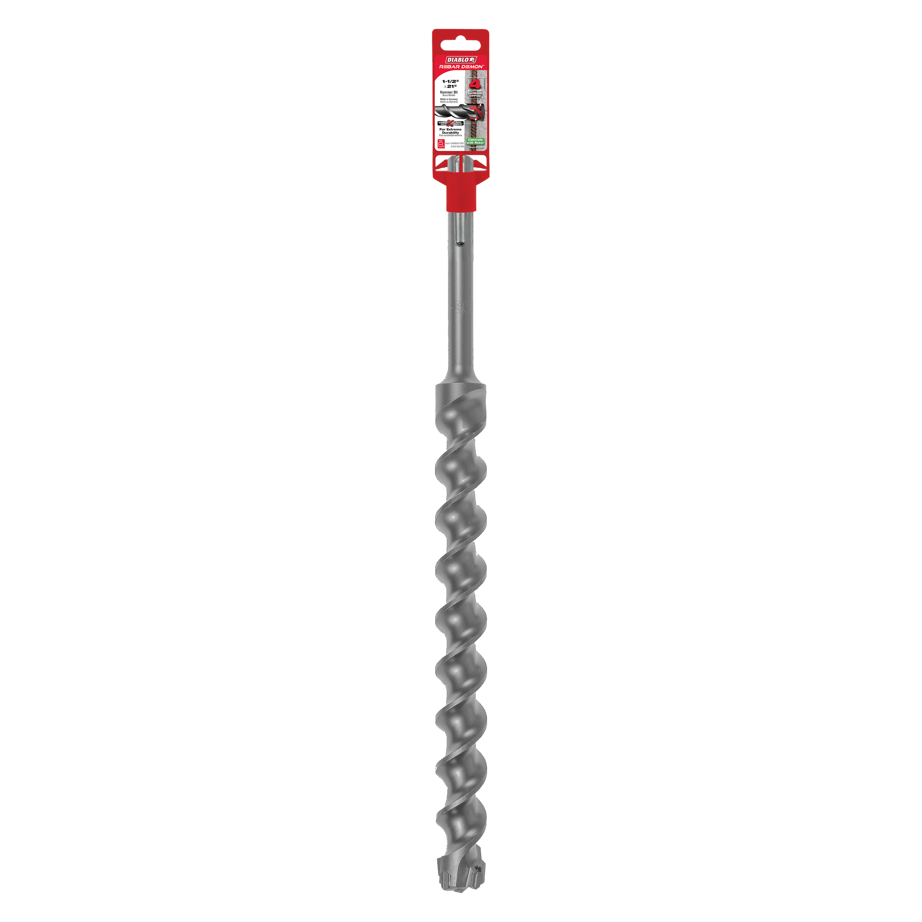 Diablo DMAMX1360 1-1/2" x 16" x 21" Rebar Demon™ SDS-Max 4-Cutter Carbide-Tipped Hammer Drill Bit