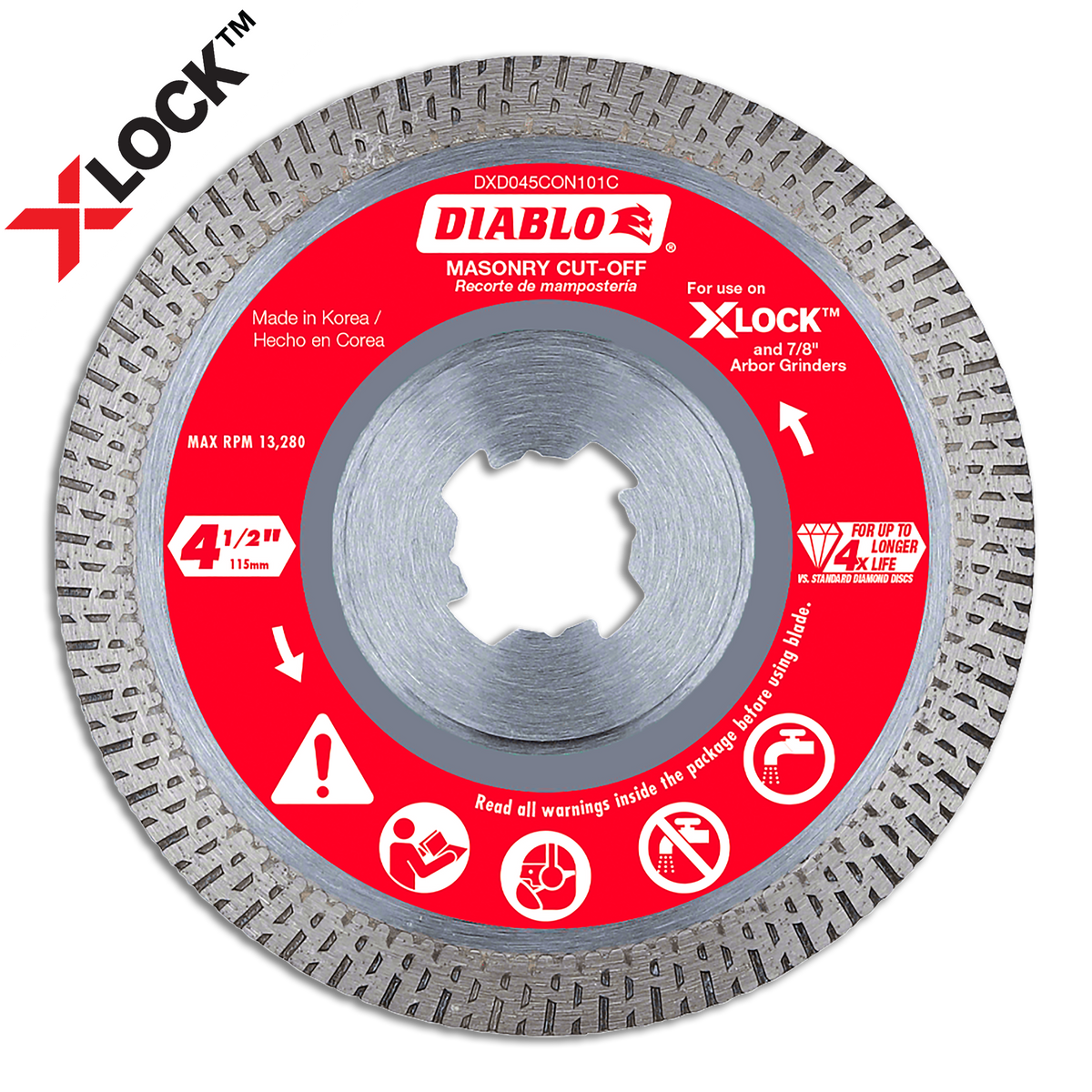 Diablo DDX045CON101C 4-1/2" X-LOCK Diamond Continuous Rim Masonry Cut-Off Disc