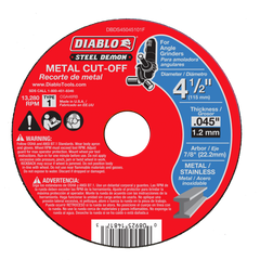 Diablo DBDS45045101F 4-1/2" Type 1 Steel Demon™ Metal Cut-Off Disc