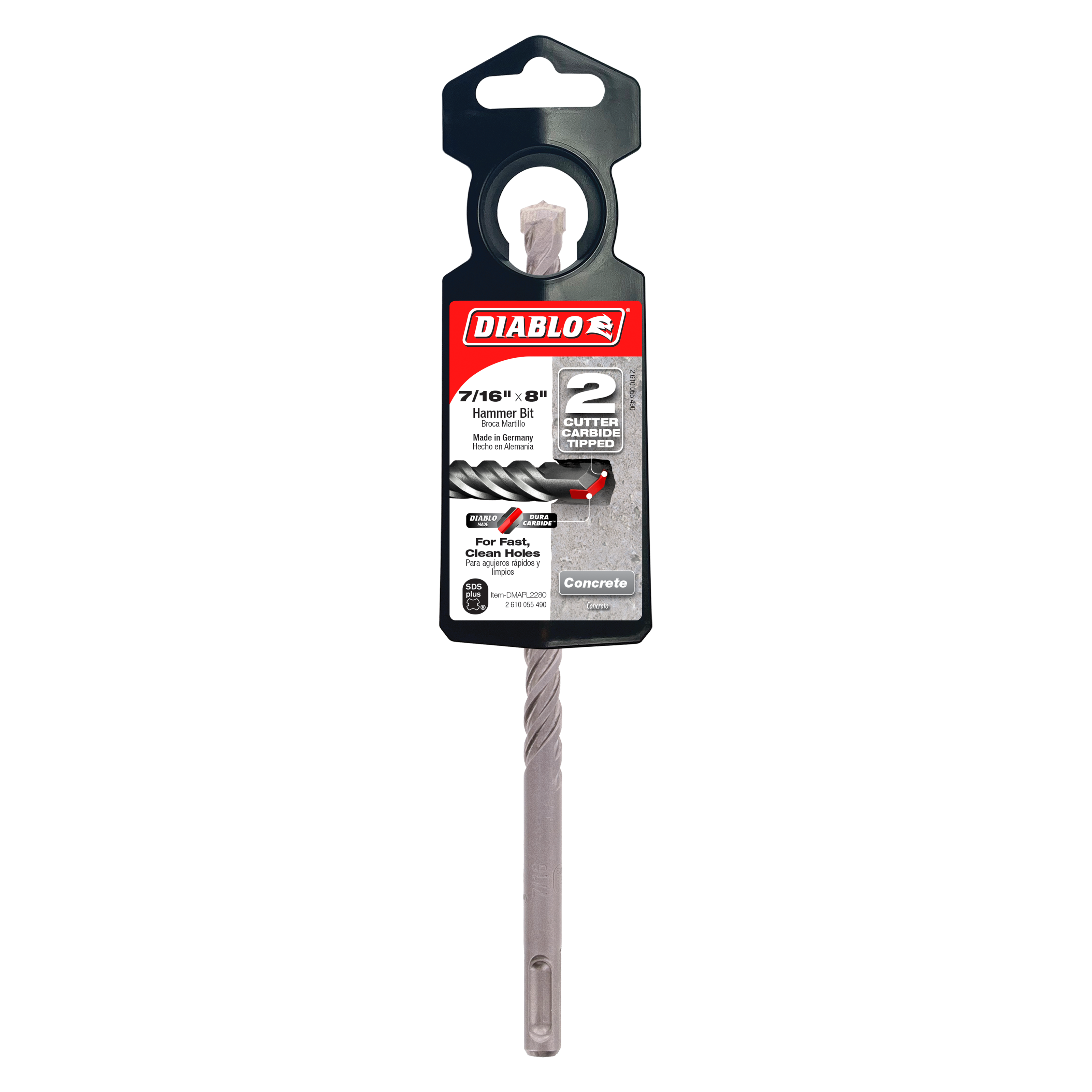 Diablo DMAPL2280 7/16" x 6" x 8" SDS-Plus 2-Cutter Carbide-Tipped Hammer Drill Bit