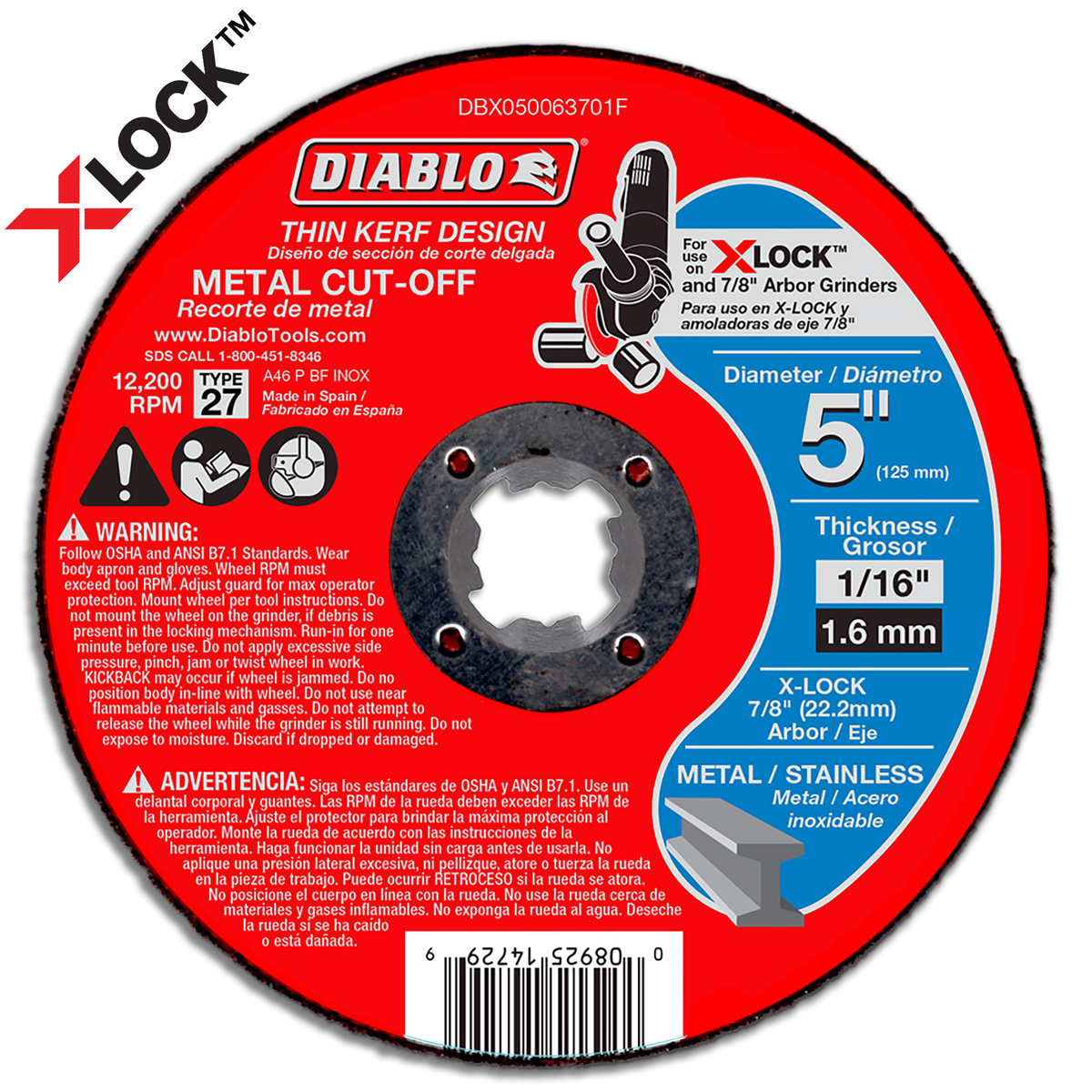 Diablo DBX050063701F 5" Type 27 Metal Cut-Off Disc