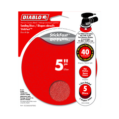 Diablo DCD050040P05G 5" 40-Grit StickFast™ ROS Sanding Discs (5-Pack)