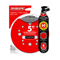 Diablo DCD050060H04G 5" 60-Grit Hook & Lock™ ROS Sanding Discs (4-Pack)