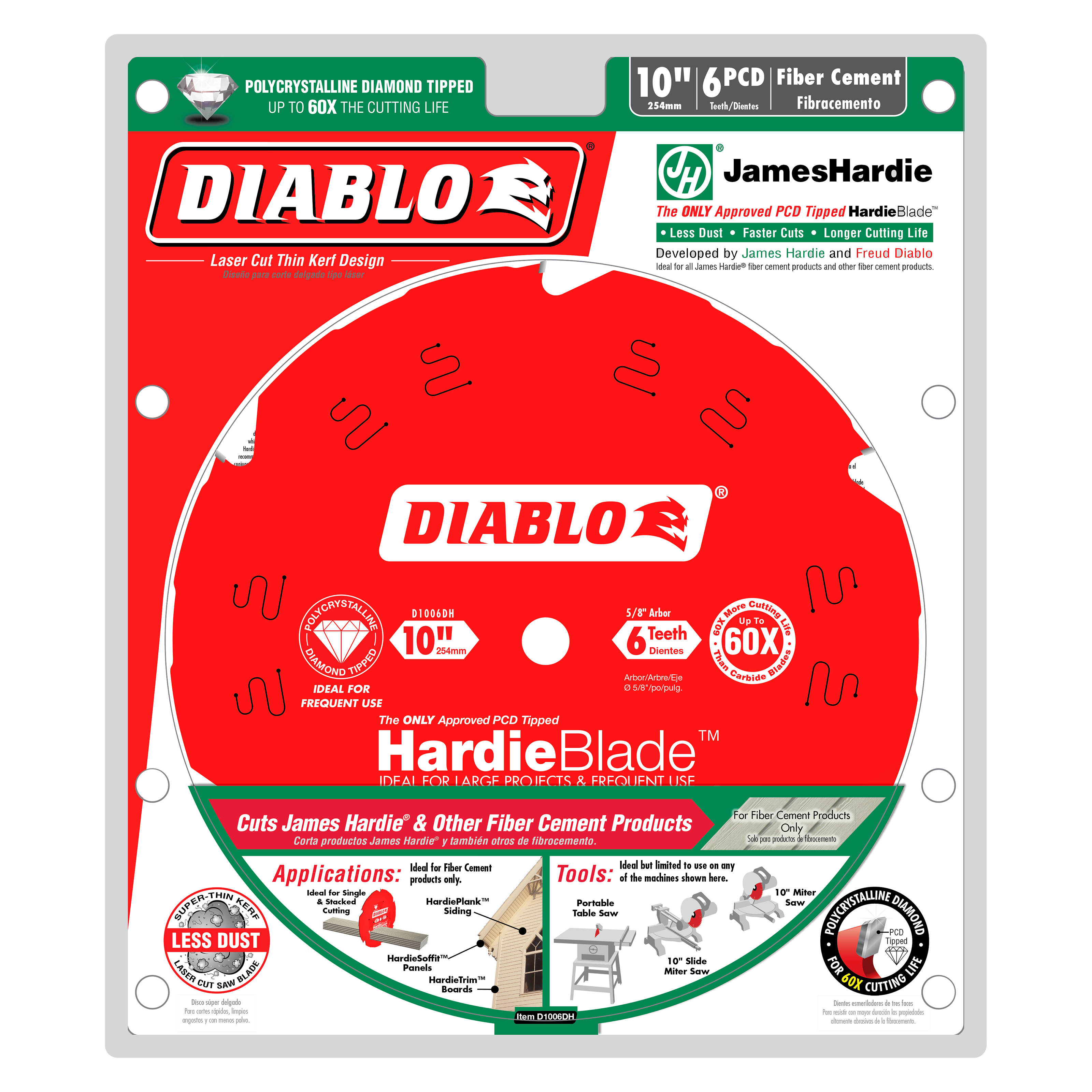 Diablo D1006DH 10" x 6-Teeth HardieBlade™ Saw Blade for Fiber Cement