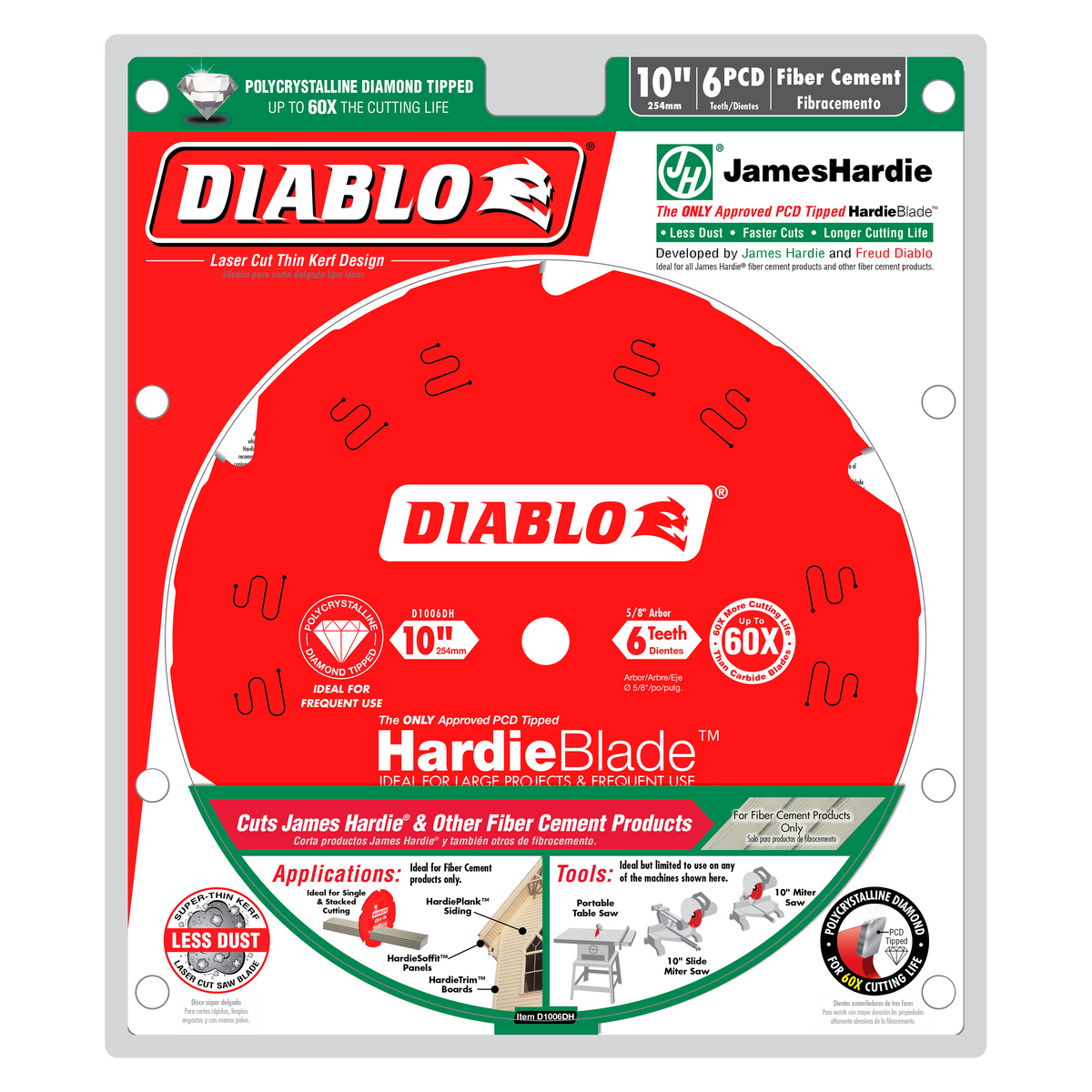 Diablo D1006DH 10" x 6-Teeth HardieBlade™ Saw Blade for Fiber Cement