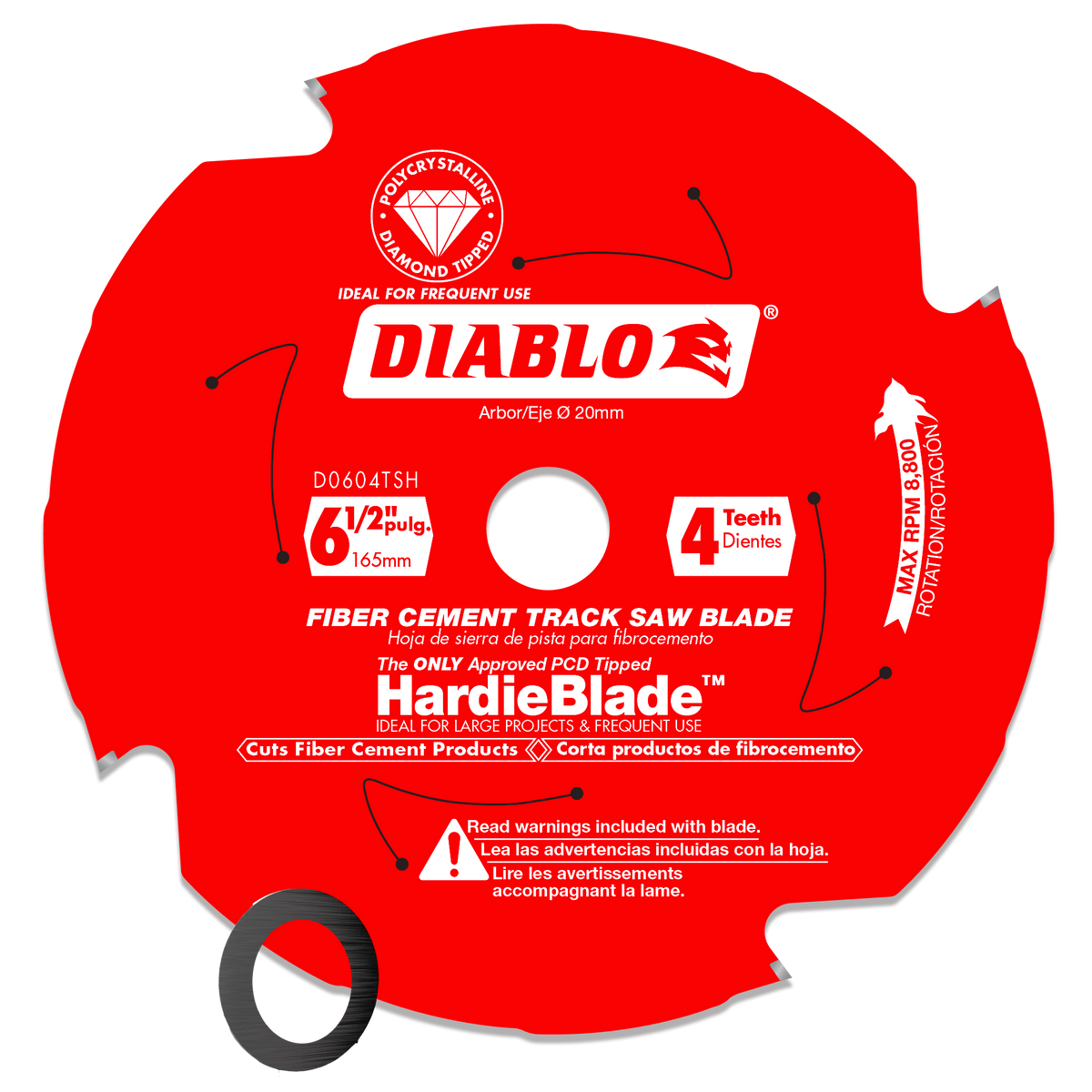 Diablo D0604TSH Diablo 6-1/2" 4-Teeth Track Saw Blade for JamesHardie™ and Fiber Cement