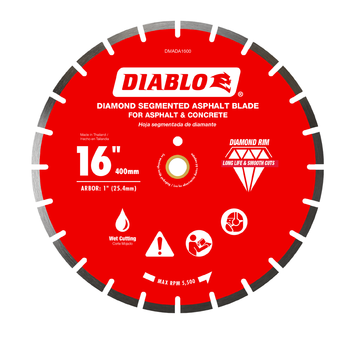 Diablo DMADA1600 16" Diamond Segmented Blade for Asphalt